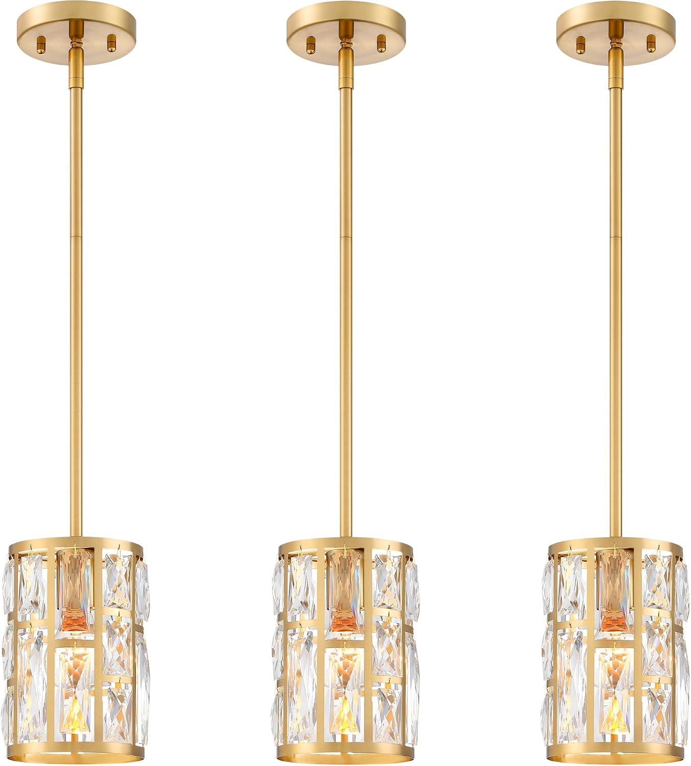 Modern Crystal Pendant Light Fixture 3-Pack, Matte Black Finish Hanging Lighting, Crystal Chandelier for Living Room, Kitchen, Hallway - Image 9