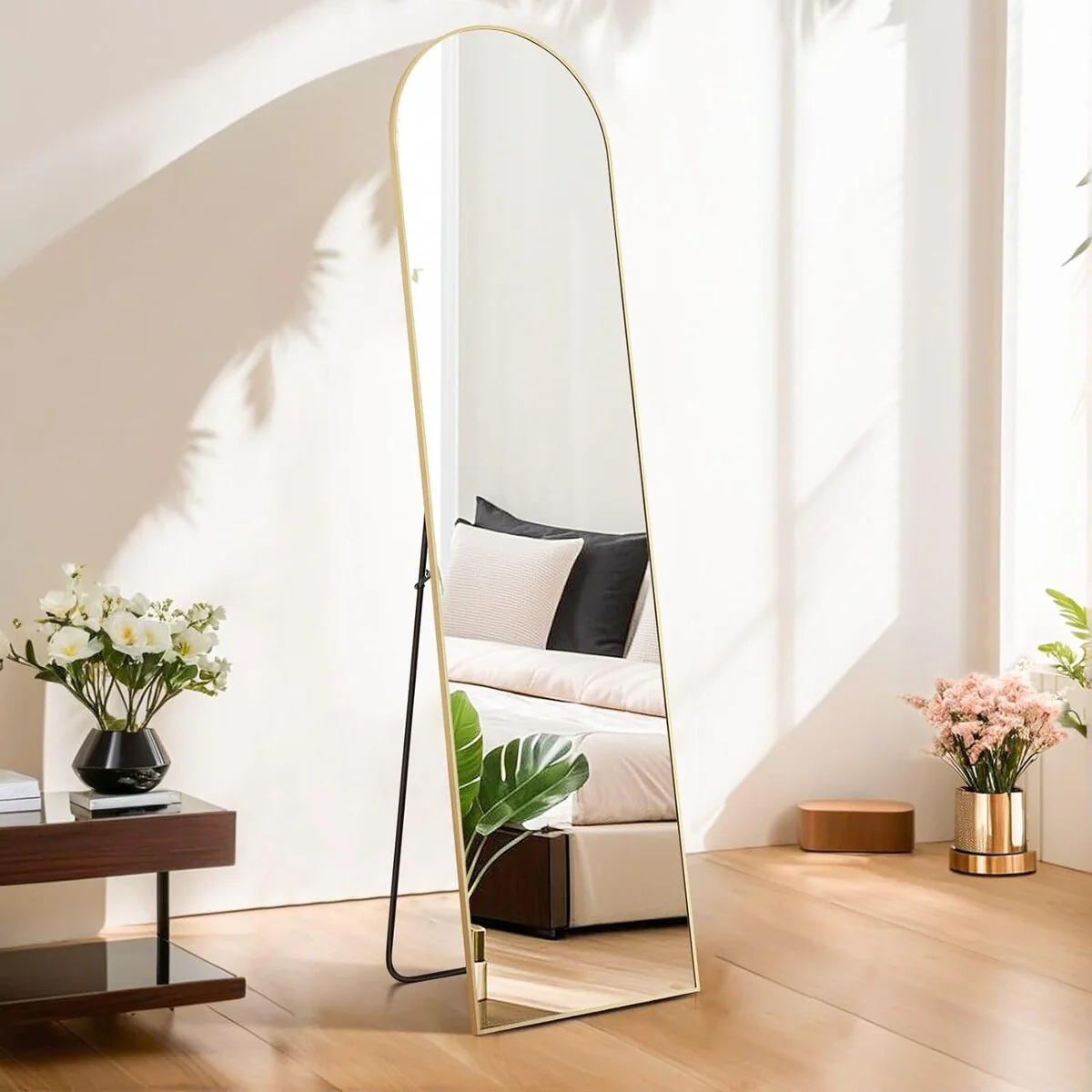 Full Length Mirror with Stand, Aluminum Alloy Frame Full Body Floor Mirror for Bedroom and Cloakroom - Image 3