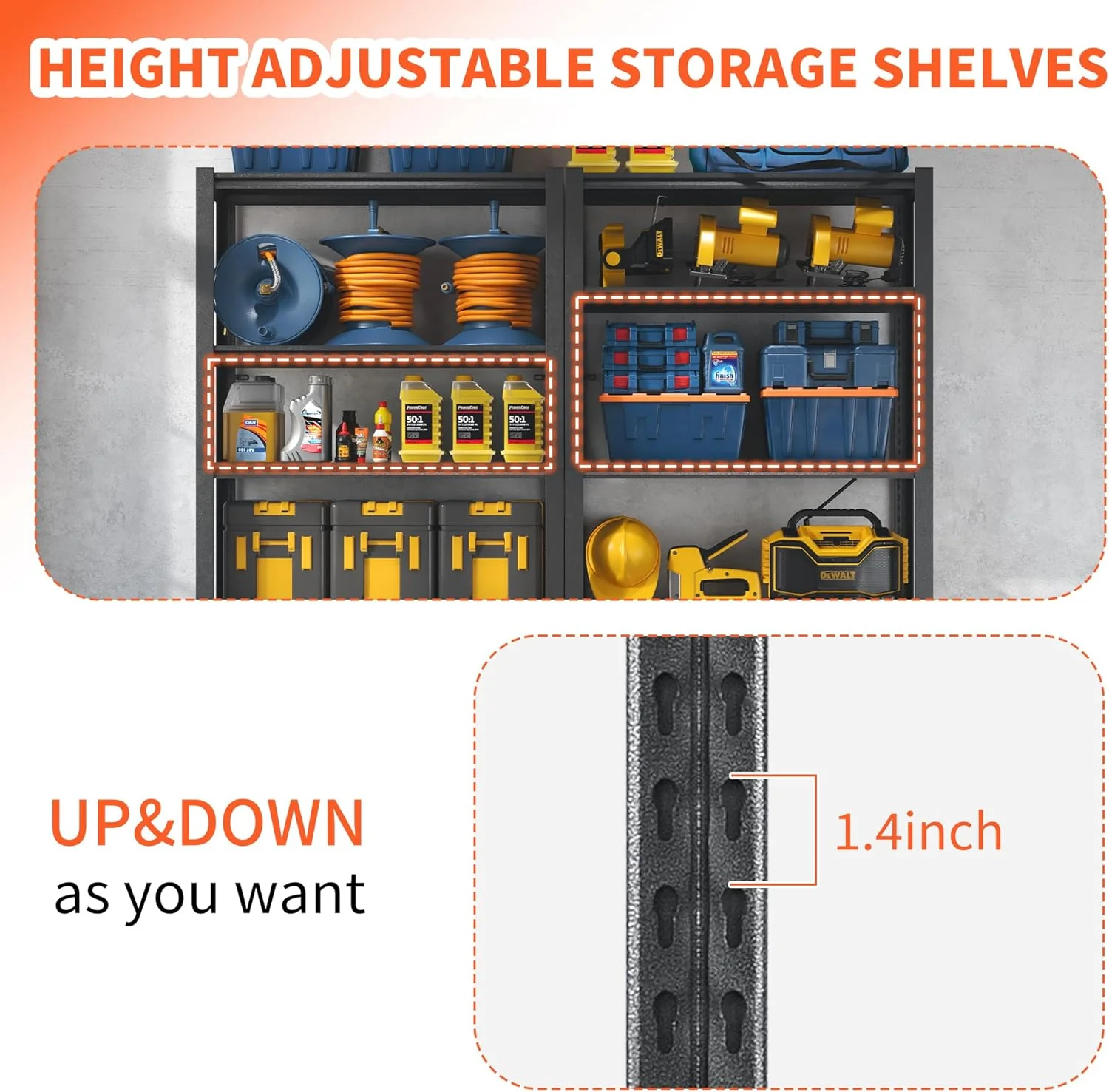 Garage Shelving, Garage Storage Shelves, 2500 LBS Heavy Duty Adjustable Metal Garage Shelves, Easy Assembly, Shelves for Garage Storage, Warehouse, Basement, Black - Image 11