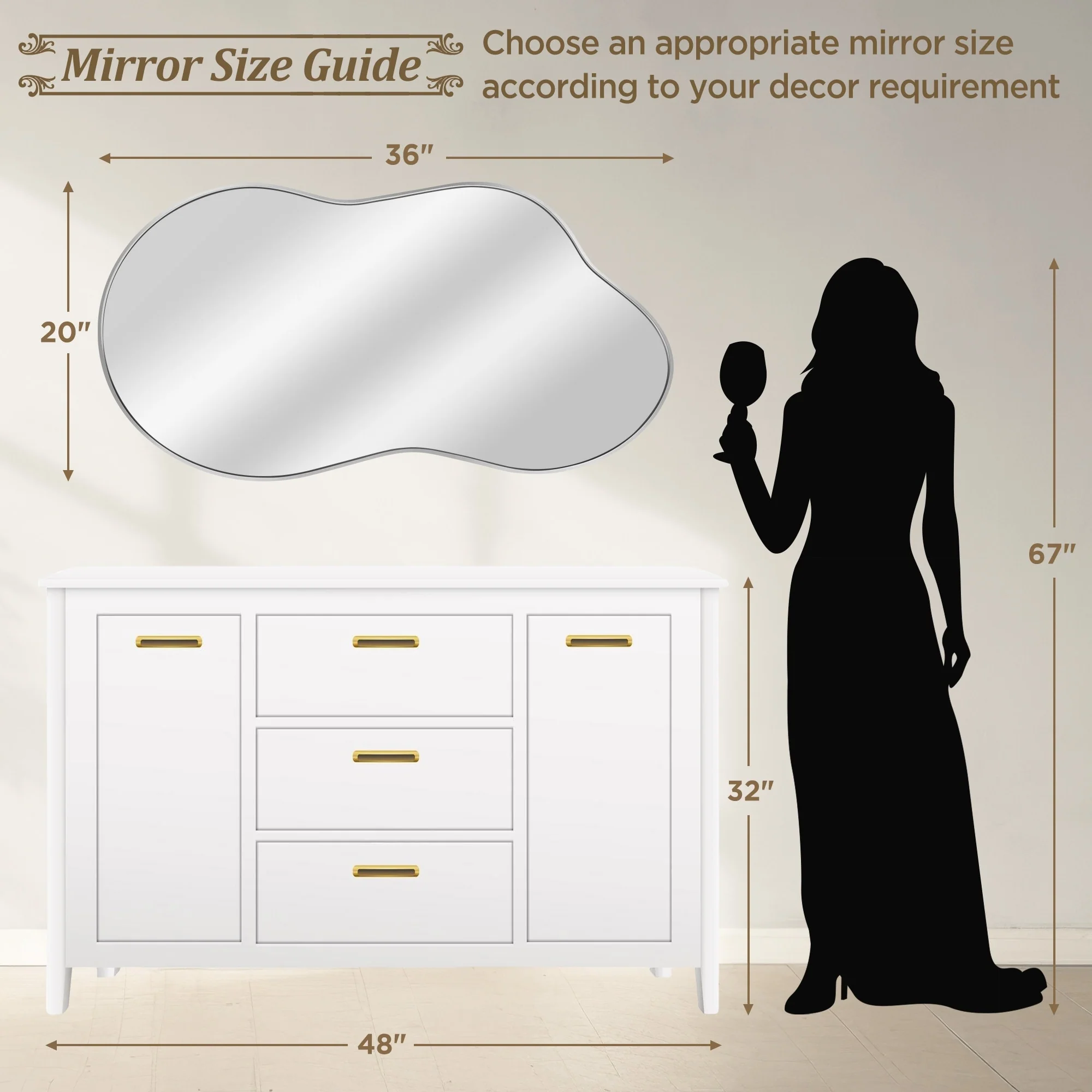 Asymmetrical Irregular Wall Mirror, Modern Decorative Accent Mirror for Living Room, Bedroom and Entryway - Image 30