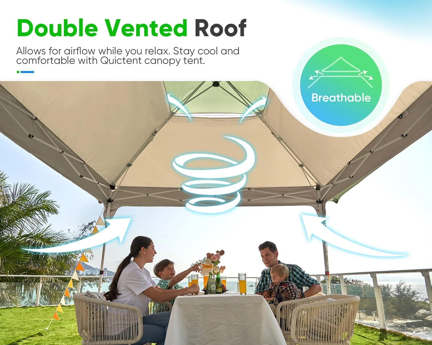 Quictent Pop up Canopy 12 x 12, One Person Set up Portable Instant Folding Shelter, Outdoor Canopy Tent with Extra Shade for Backyard, Patio, Party - Tan/Brown - Image 10