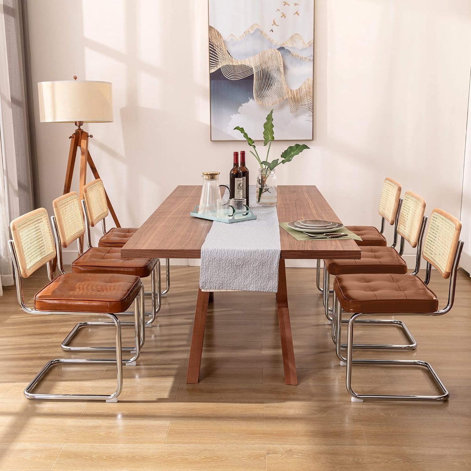 Natural Rattan Dining Chairs Set of 2, Modern Cesca Kitchen Chair - Image 23