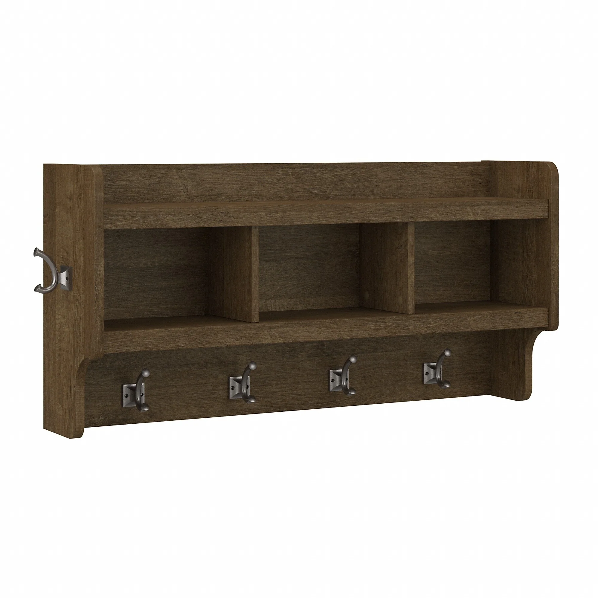 40 Inch Wall Mounted Coat Rack with Shelf, Wooden Entryway Storage and Hanging Organizer - Image 12
