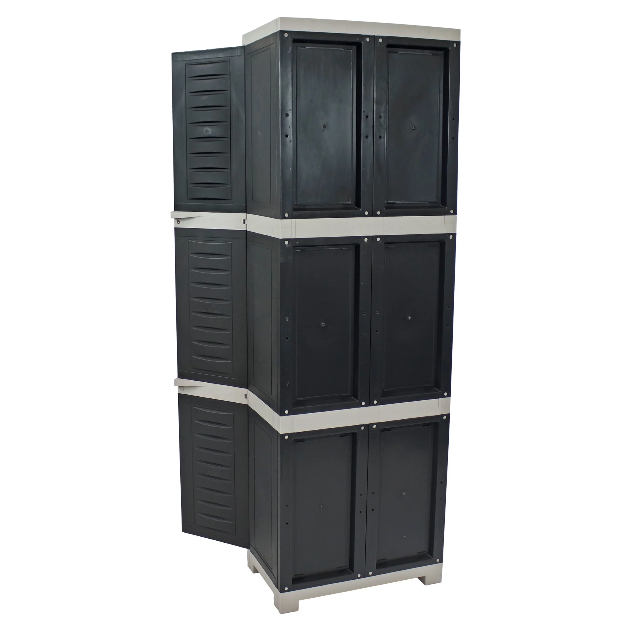 Sunnydaze Lockable Adjustable 72" Plastic 4-Shelf Freestanding Garage Storage Cabinet, Charcoal with Gray Trim - Image 10