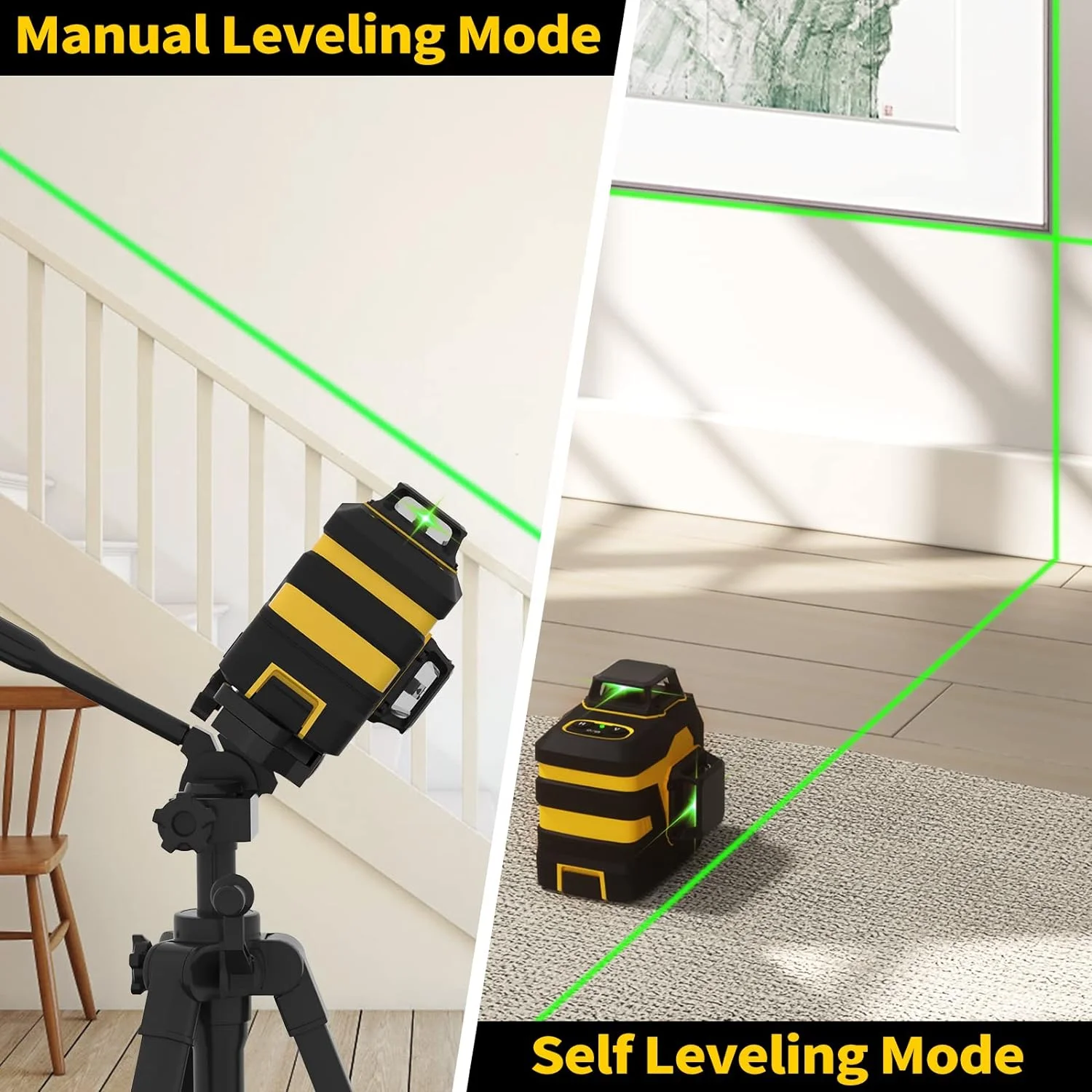 Laser Level, IKOVWUK 3x360- Cross Line Laser for Construction and Picture Hanging, 12 Green Lasers with Self-leveling, 65 ft Vertical & Horizontal Line, Level Tool with 5200 mAh Rechargeable Battery - Image 7