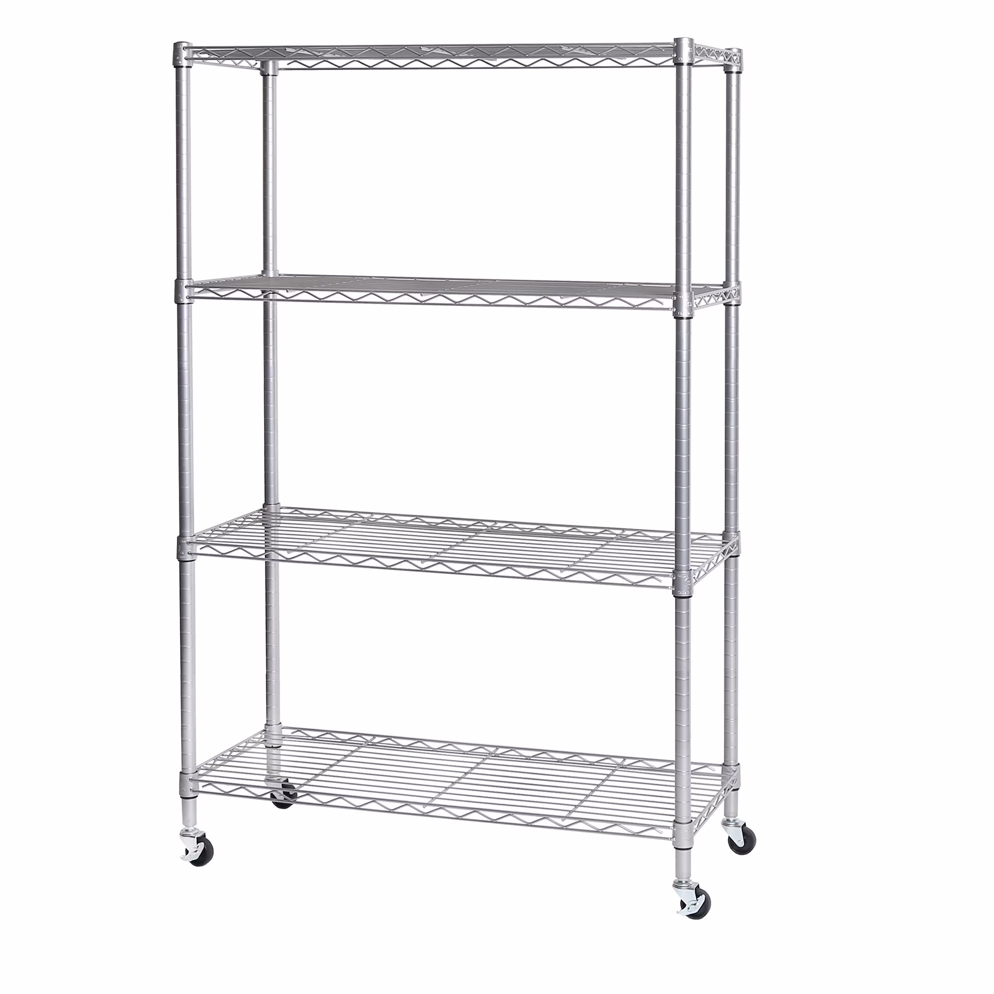 Seville Classics Solid Steel Wire Shelving Storage Unit Adjustable Shelves Organizer Rack, for Home, Kitchen, Office, Garage, Bedroom, Closet, Silver, 4-Tier, 36" W x 14" D