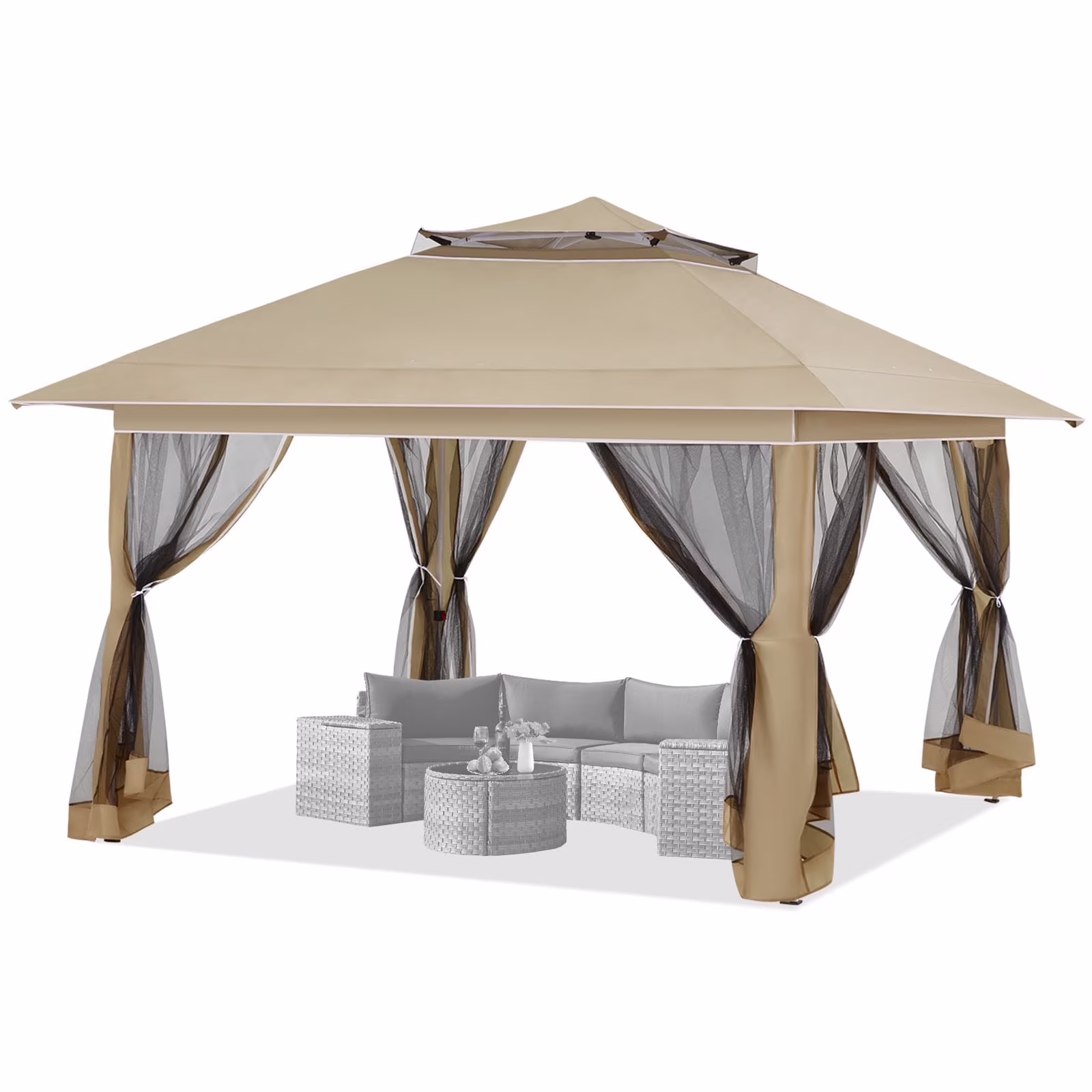 AVAWING 12x12 ft Outdoor Pop-up Canopy Party Tent Easy Setup Patio Wedding Tent, Khaki - Image 16