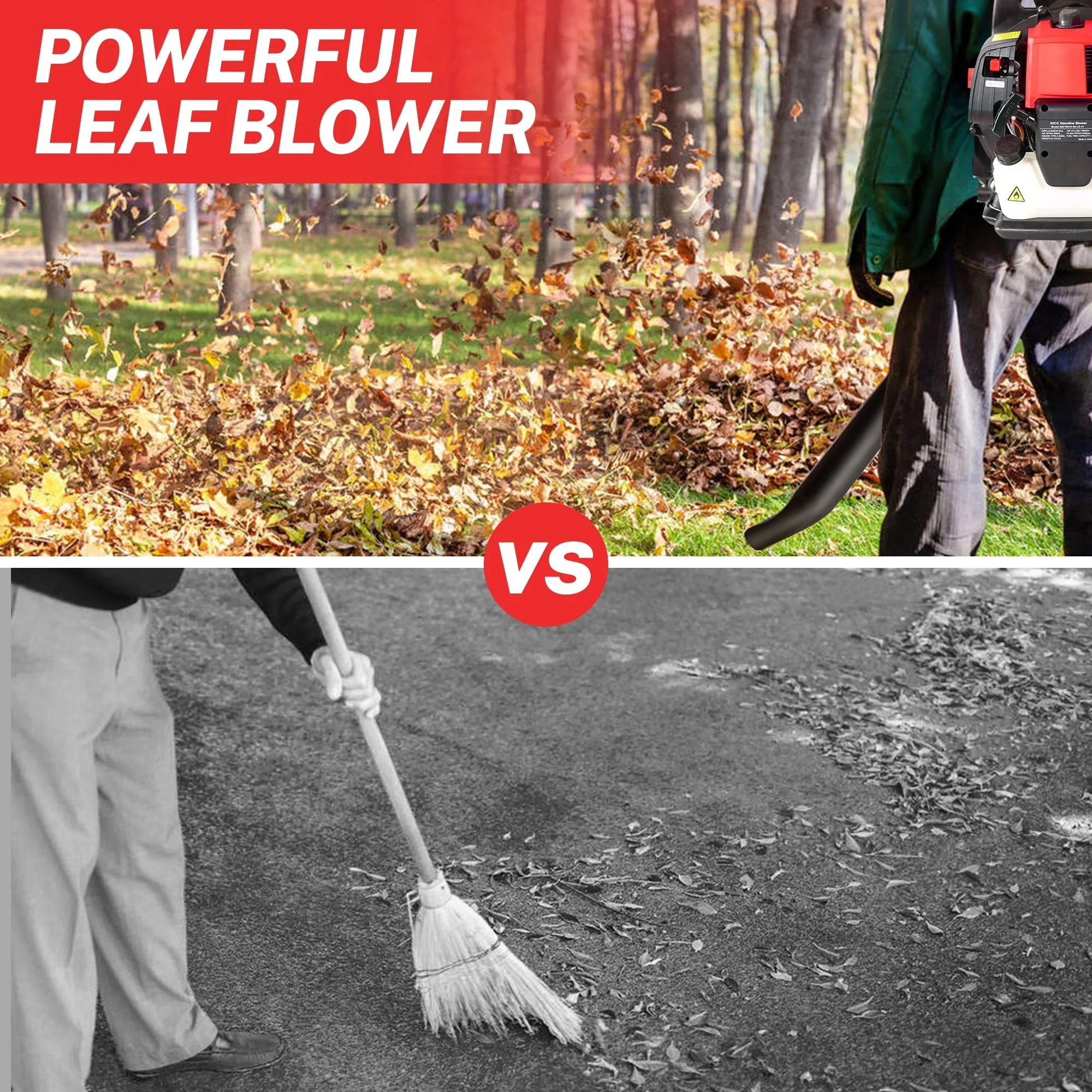 SYNGAR Gas Backpack Leaf Blower, 52CC 2-Cycle Leaf/Snow Blower with Extension Tube, for Dust Cleaning, Snow Blowing, Backyard, Garden, Work Around the House, Not for Sale in California, D5480 - Image 9