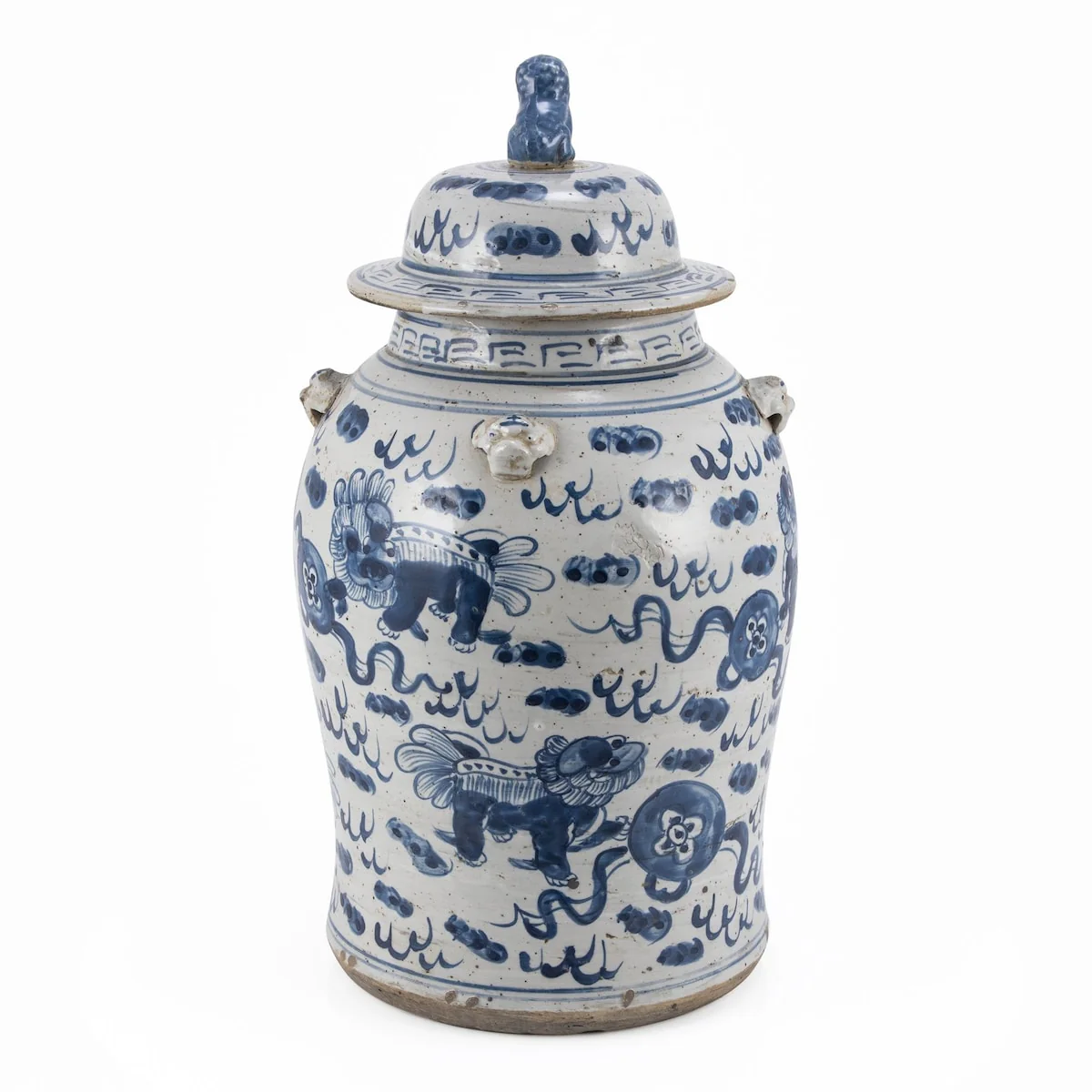 Small Vintage Temple Jar with Lion Motif, Decorative Accent Container for Home Decor and Interior Display - Image 2