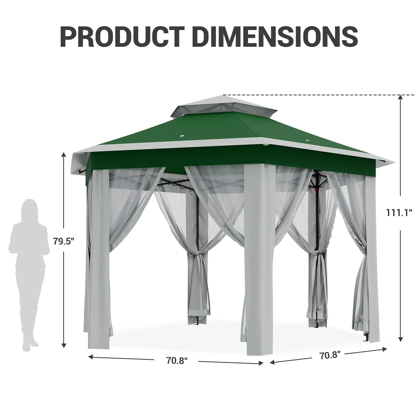 Accreate 13' X 13' Outdoor Patio Gazebo,Outdoor Canopy Tent with Mosquito Netting,Backyard Tent for Party, Wedding, Outdoor Dining, Patio, Backyard - Image 13