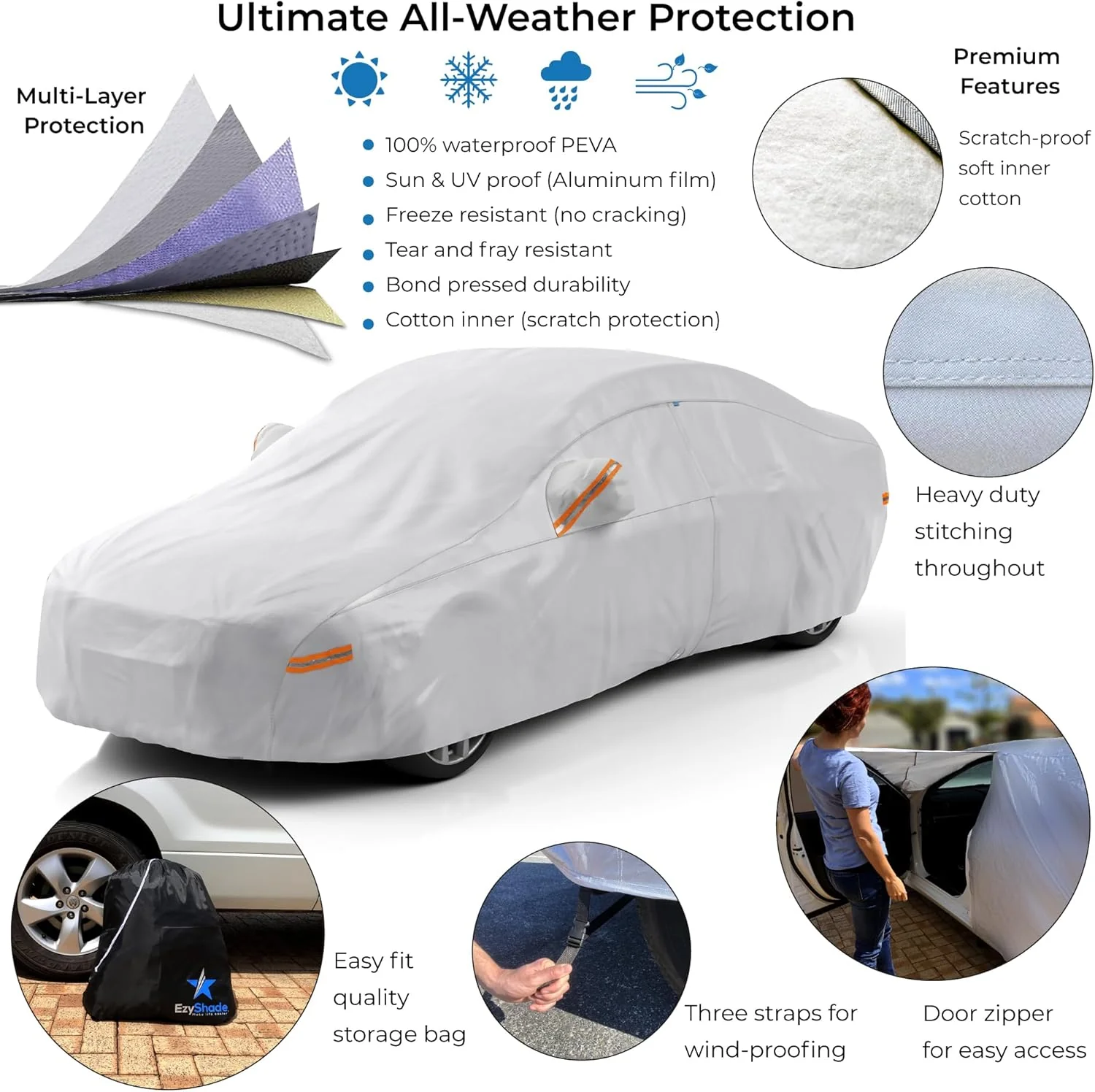 10-Layer Waterproof Car Cover, All Weather Vehicle Protection Cover - Image 2