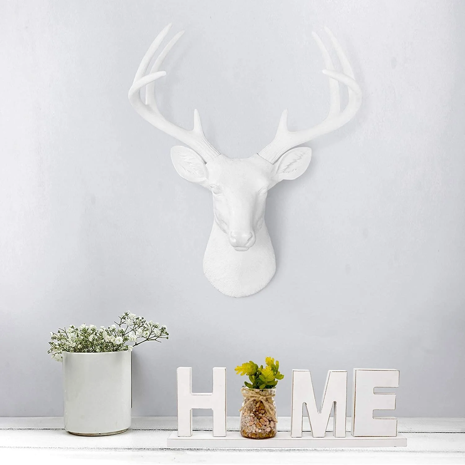 White Deer Head Wall Decor, Modern Decorative Animal Head Sculpture for Living Room, Bedroom and Home Decoration - Image 8
