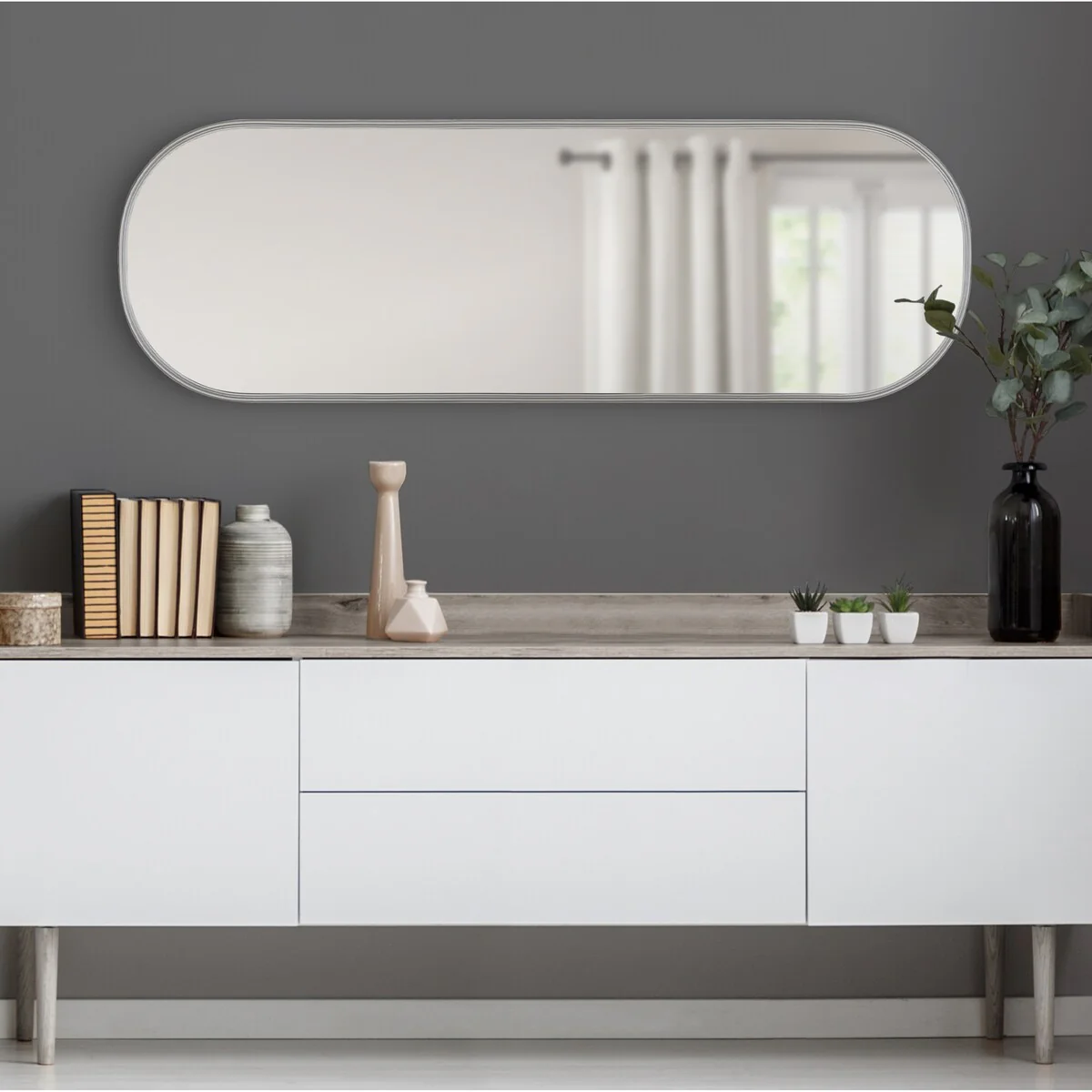 Modern Capsule Framed Wall Mirror, Decorative Oval Accent Mirror for Living Room, Bedroom and Entryway - Image 31