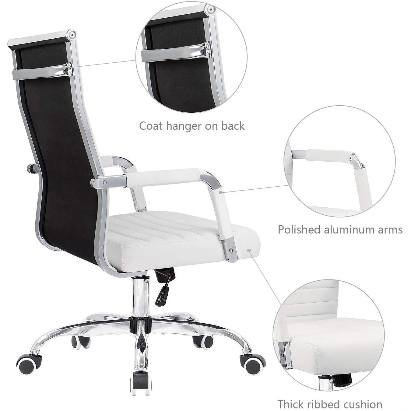 Ergonomic Ribbed Office Chair, Modern Computer Desk Chair with Comfortable Upholstered Seat for Home and Office - Image 7