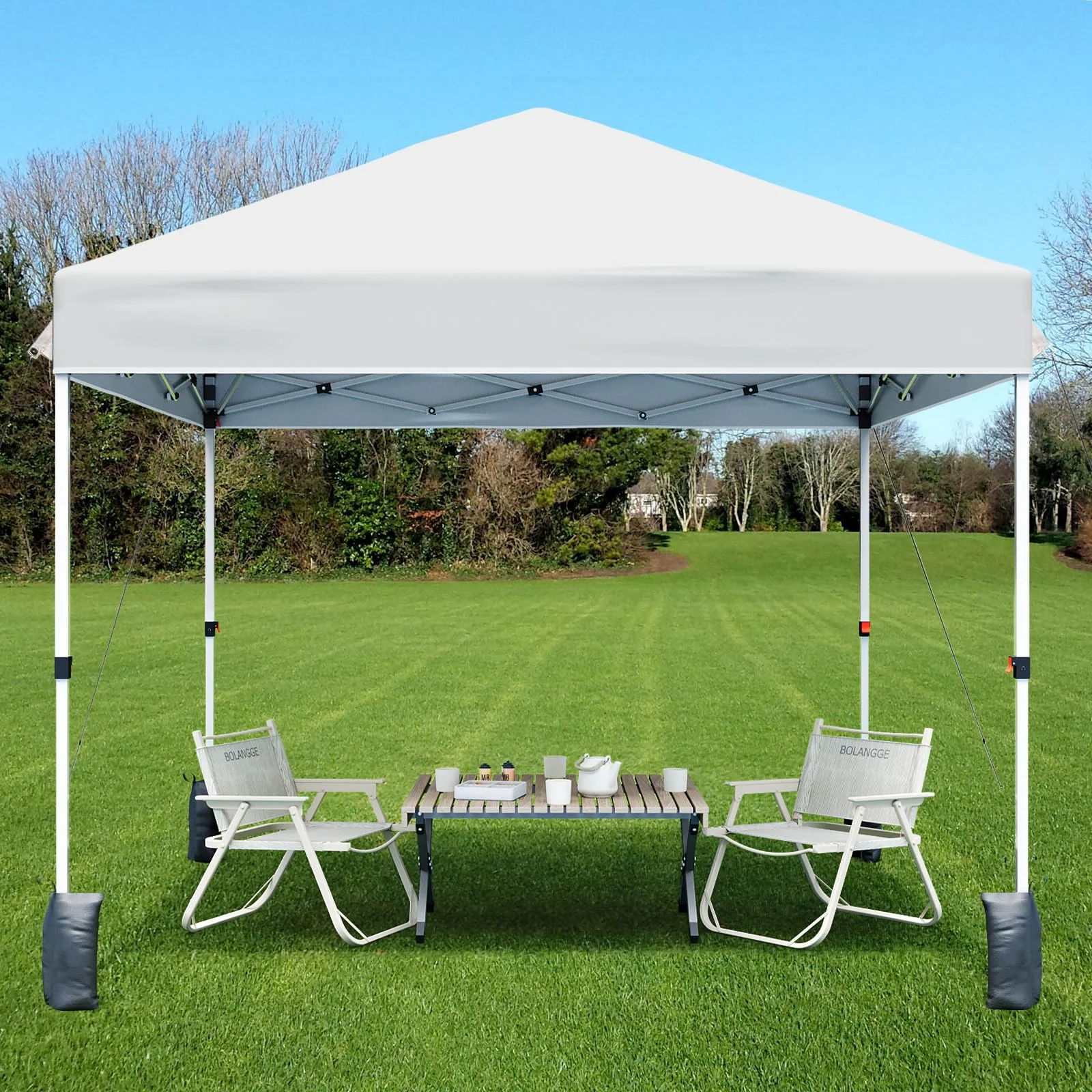 Luku 10x10ft Instant Pop-Up Canopy Tent with Patented Center Lock System, Portable Wheeled Carry Bag, Adjustable Height Straight Legs for Outdoor, Garden, Market, Patio, Yard - Image 8