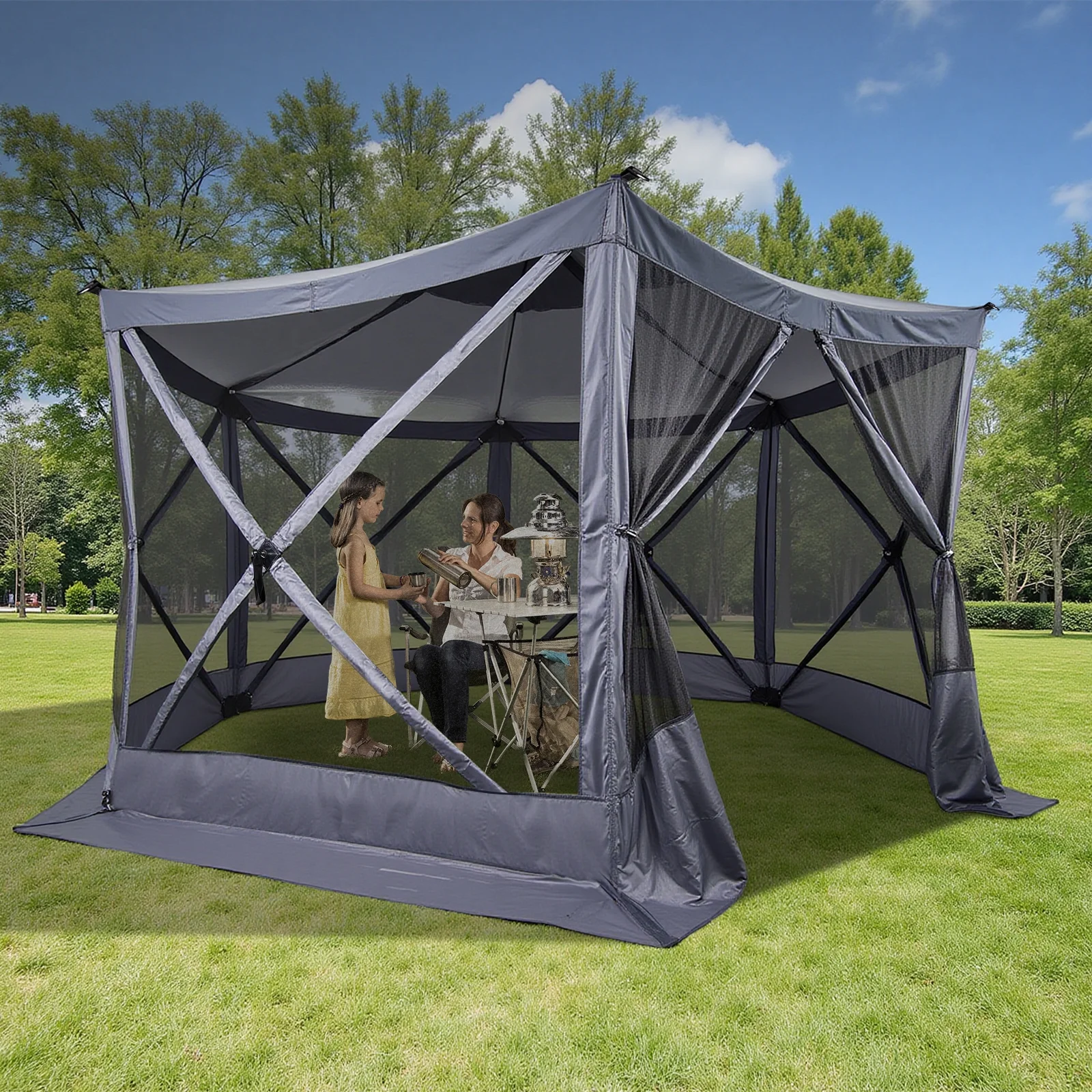 UBesGoo 12 x 12 Ez Pop Up Gazebo Canopy Tent with Mosquito Netting for Patio, Camping and Picnic Includes Carry Bag - Image 4