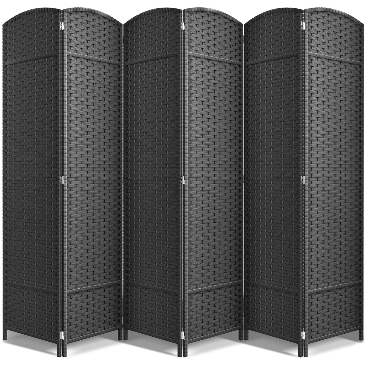 6 Panel Room Divider, 6ft Tall Extra Wide Folding Privacy Screen with Hand-Woven Mesh Panels - Image 2