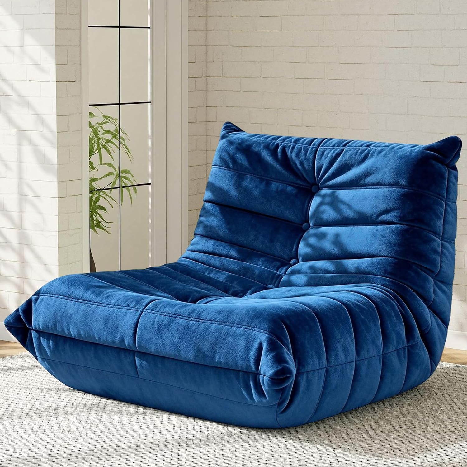 Bean Bag Chair for Adults, High-Density Foam, Dutch Velvet, Grey - Image 5