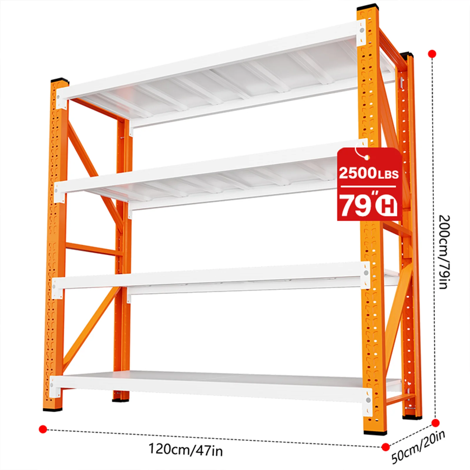 MaxShelv 79" H Garage Shelving 2500lbs, 4 Tier Metal Storage Shelves Adjustable Shelving Unit and Storage for Garage,Basement,59" W x 20" D x 79" H - Image 10