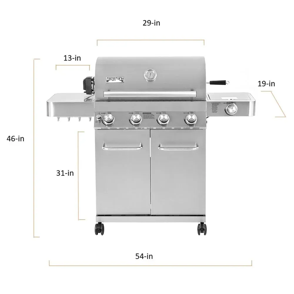 17842 Stainless Steel 4 Burner Propane Gas Grill with Rotisserie Configuration B - Image 8