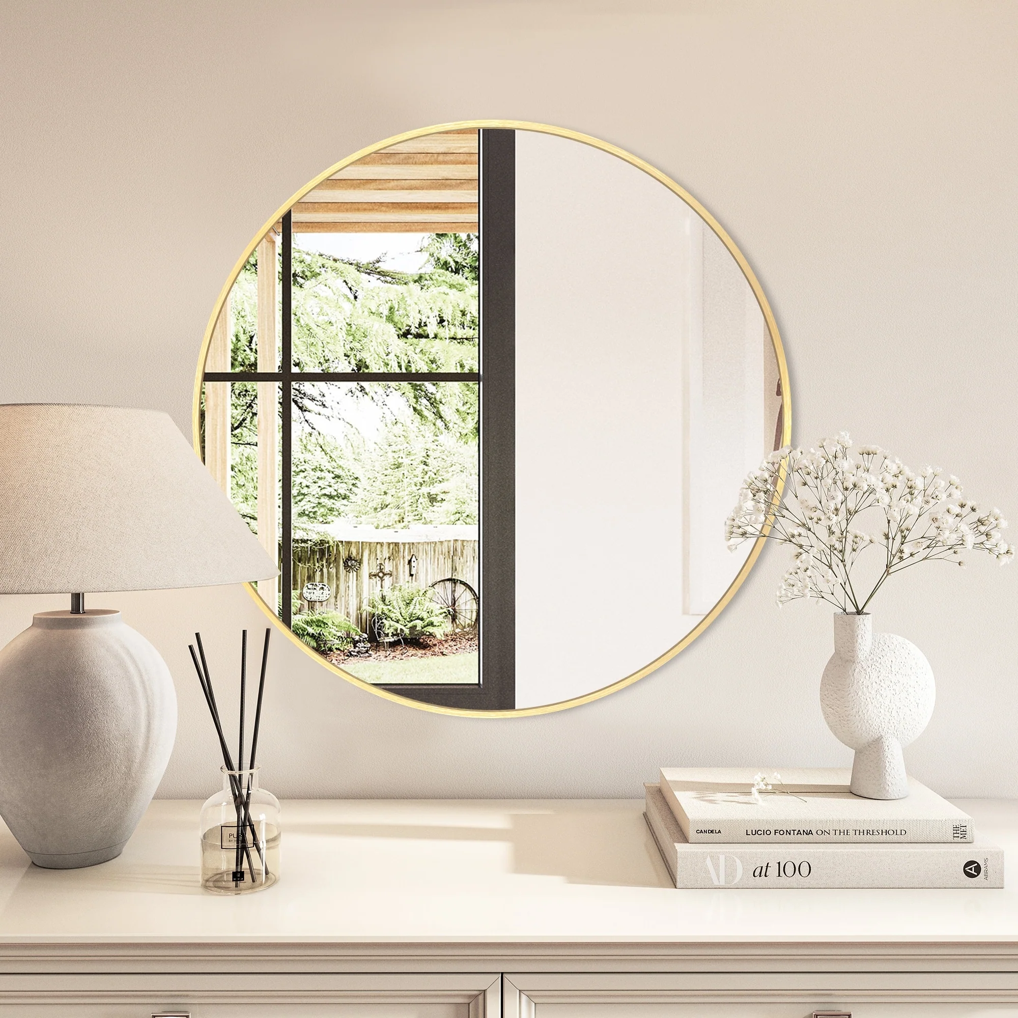 Modern Round Bathroom Vanity Mirror, Wall Mounted Circular Mirror for Bathroom, Bedroom and Home Decor - Image 57