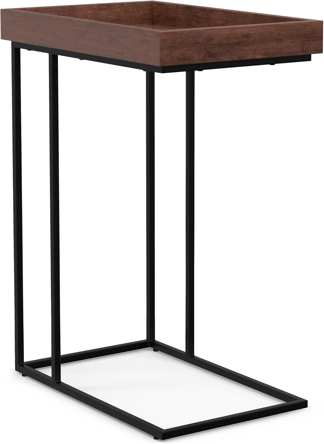18" Wide Solid Wood C-Side End Table, Dark Cognac Brown - Image 4