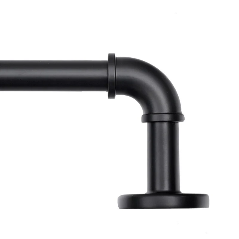 1 Inch Industrial Curtain Rods for Windows, Blackout Wrap-Around Rods, Rustic Matte Black
