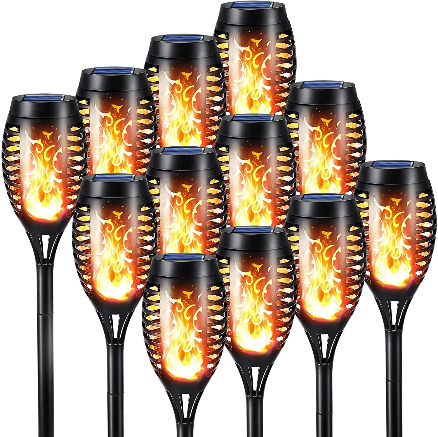 Toodour Christmas Solar Lights Outdoor with Flickering Flame, 12 Pack LED Solar Torch Lights, Waterproof Solar Garden Lights for Path Landscape Patio Christmas Decor - Image 6