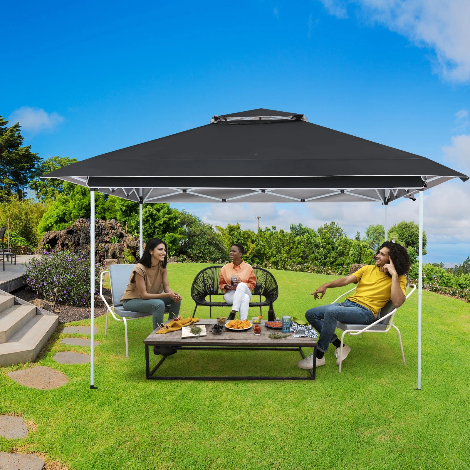 AVAWING 12x12 ft Outdoor Pop-up Canopy Party Tent Easy Setup Patio Wedding Tent, Khaki - Image 79