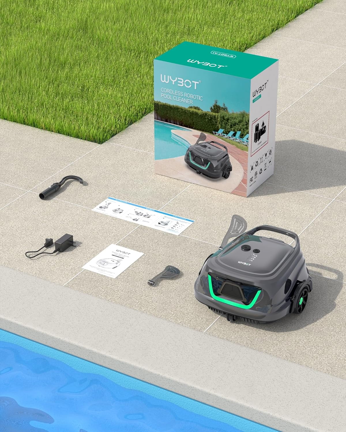 2025 New Upgraded WYBOT A1 Cordless Robotic Pool Vacuum Cleaner - Floor-Only Cleaning for Above Ground Flat-Bottom Pools (Up to 1,076 sq. ft), 120-Min Runtime, Black Green - Image 11