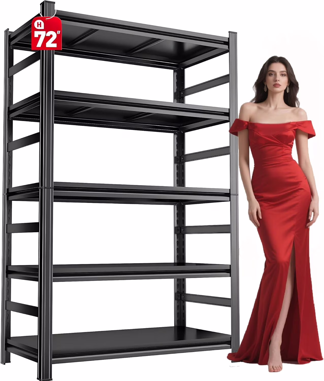 Garage Shelving 3500LBS Storage Shelves 5-Tier Adjustable Metal Shelving Units Garage Storage Shelves Heavy Duty for Industrial, Warehouse, Basement, Commercial, Black - Image 7
