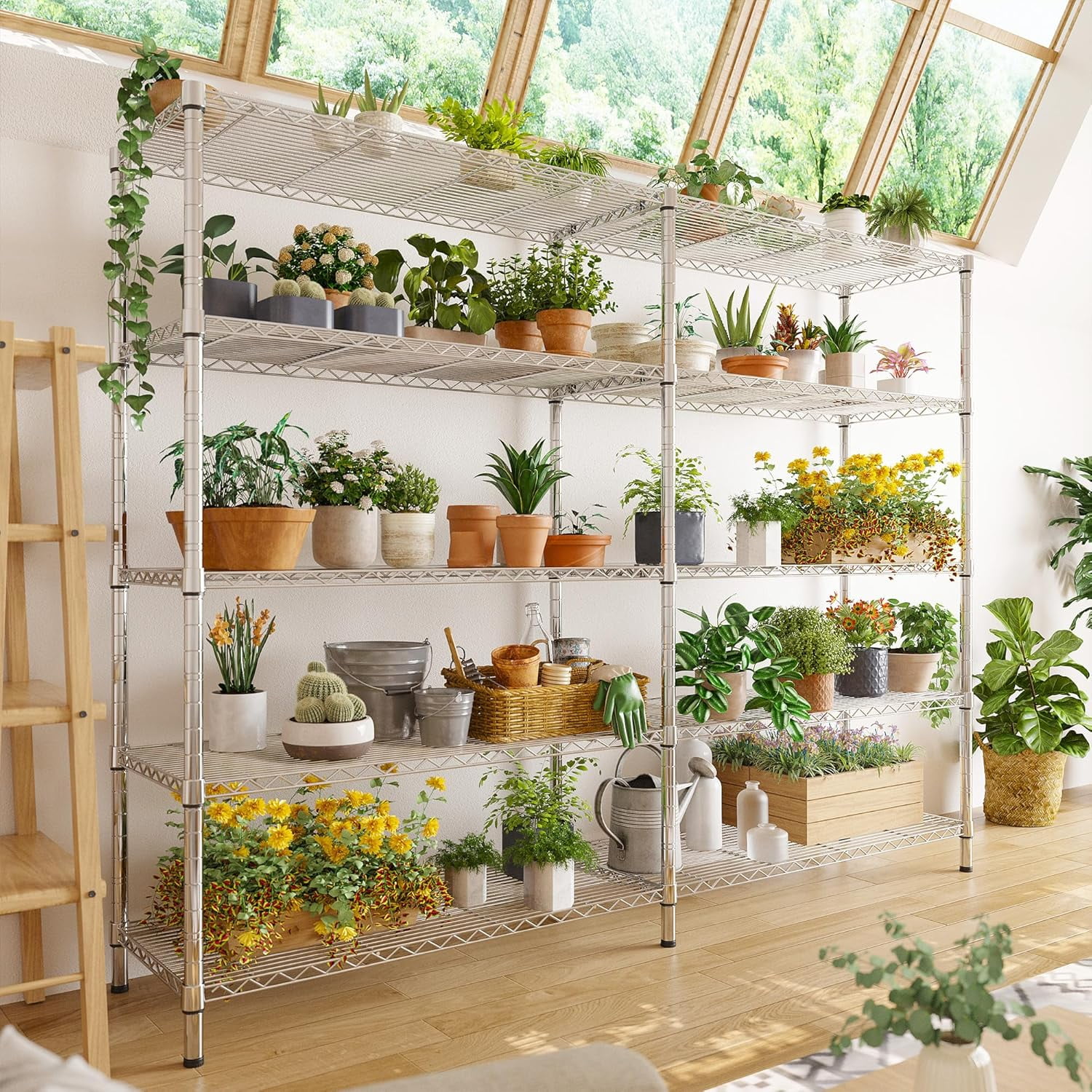 Legooin 72"H Extra-wide Metal Shelves 60"W Storage Rack for Pantry Office Garage Capacity 1500LBS Adjustable Corner Shelving Unit, Black - Image 10