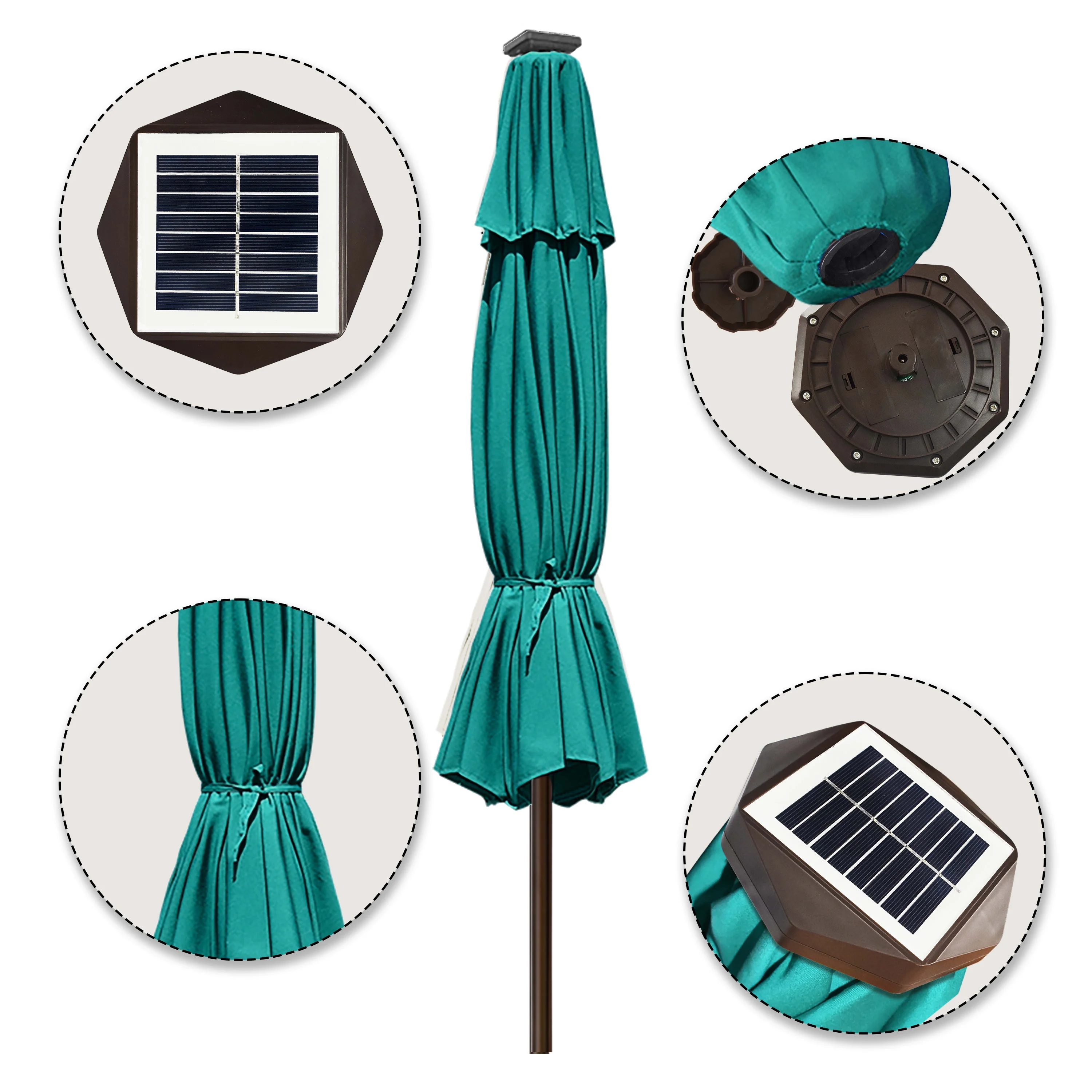 EliteShade Sunbrella Solar Umbrellas 9ft Market Umbrella with 80 LED Lights Patio Umbrellas Outdoor Table Umbrella with Ventilation and 5 Years Non-Fading Top,Ruby - Image 15