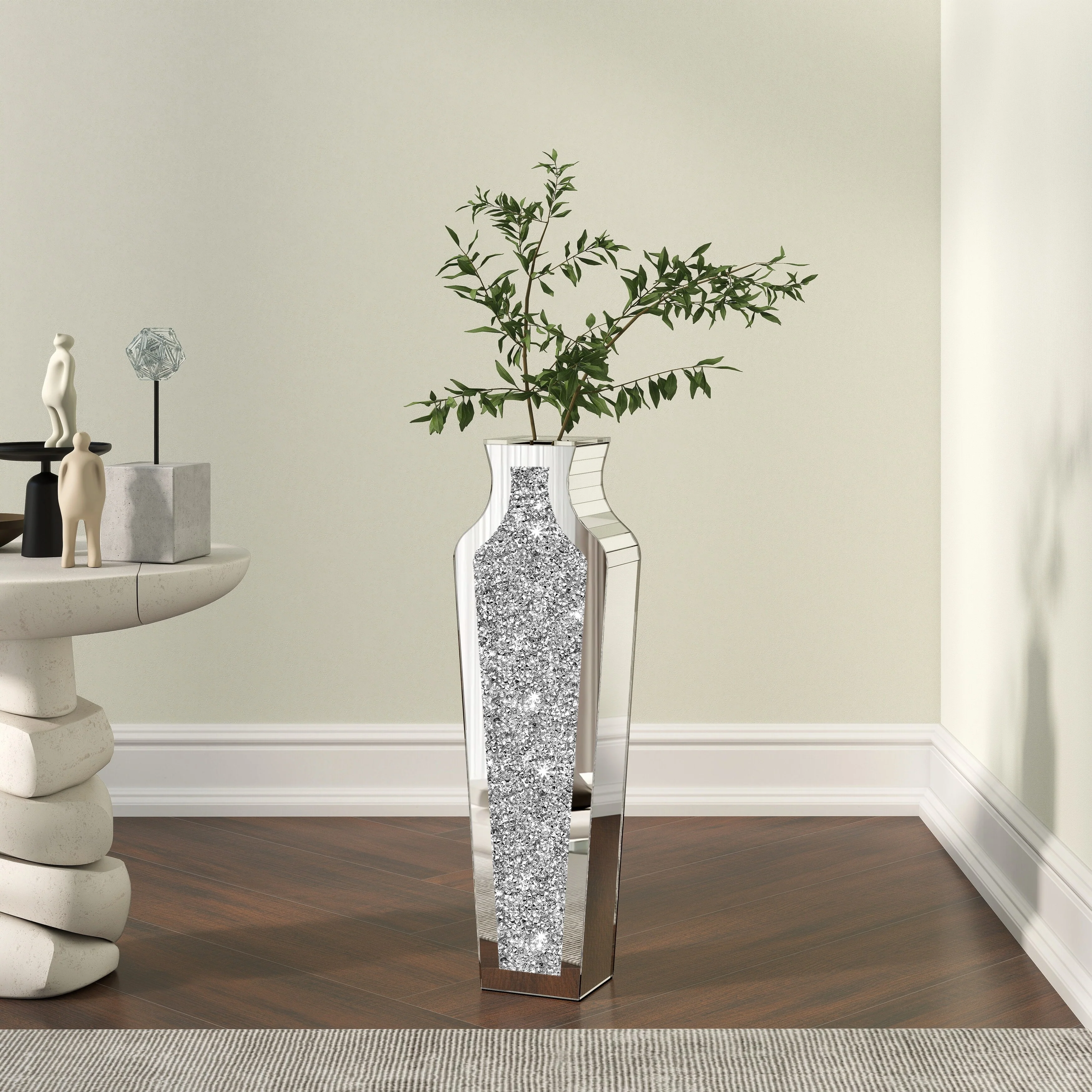 Tall Crushed Diamond Floor Vase, Luxury Decorative Crystal Accent Vase for Living Room, Bedroom and Home Decor - Image 6