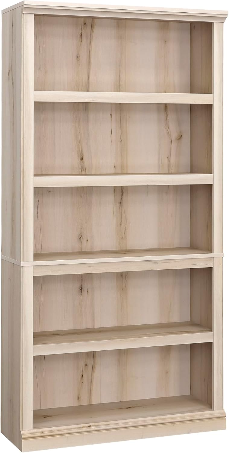 5-Shelf Split Bookcase / Bookshelf, Oiled Oak Finish - Image 12