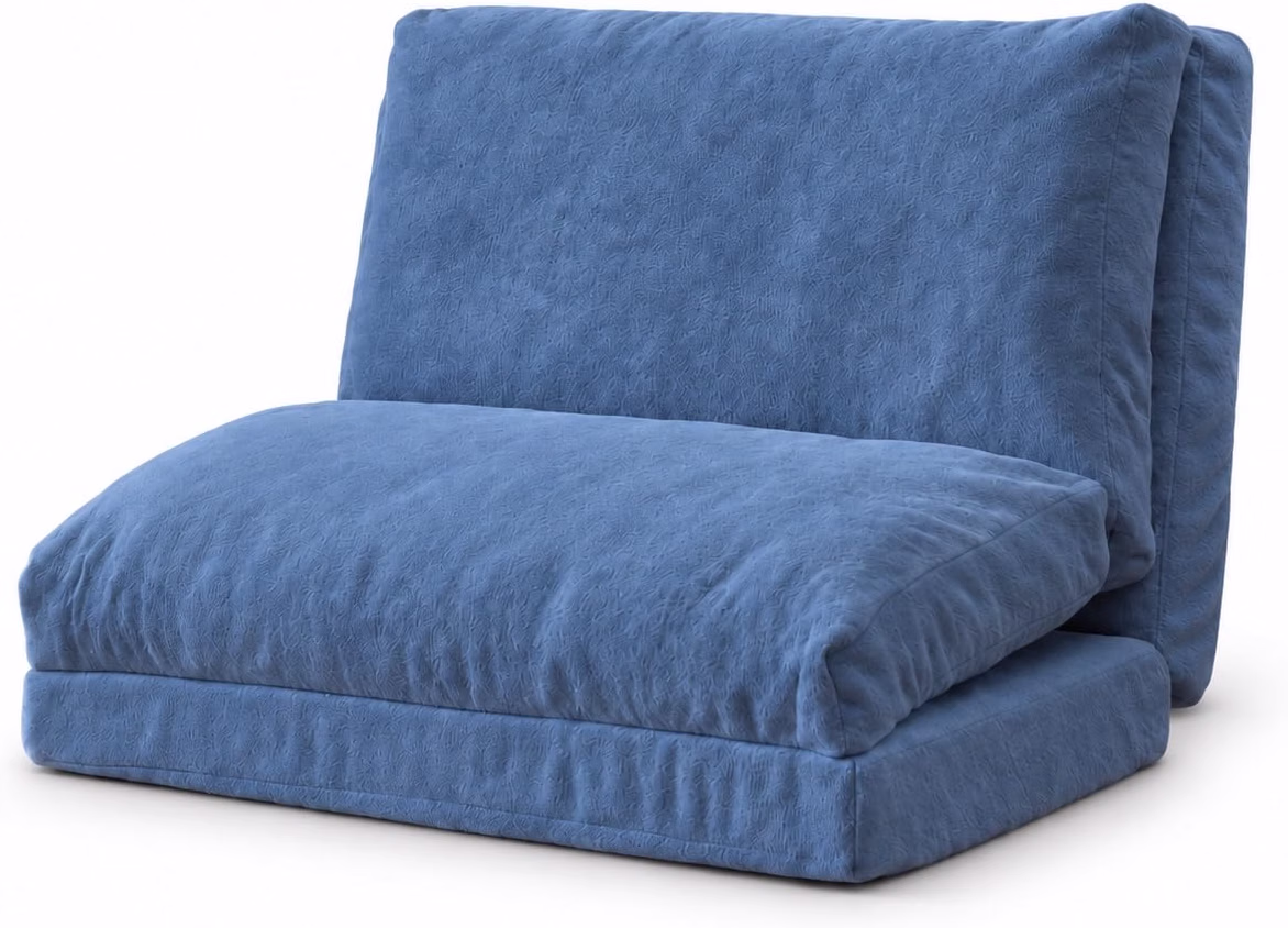 Folding Mattress Sofa Bean Bag Bed, Foam Filling Folding Mattress Sofa, Includes Removable and Machine Washable Cover, Soft Premium Faux Fur, Medium, Blue - Image 10