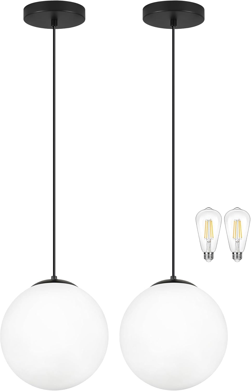 14" Gold Globe Pendant Light, Mid Century Pendant Light, Clear Glass Pendant Lights, Kitchen Island Adjustable Hanging Light Fixture for Dining Room, Bedroom, Kitchen Island - Image 23