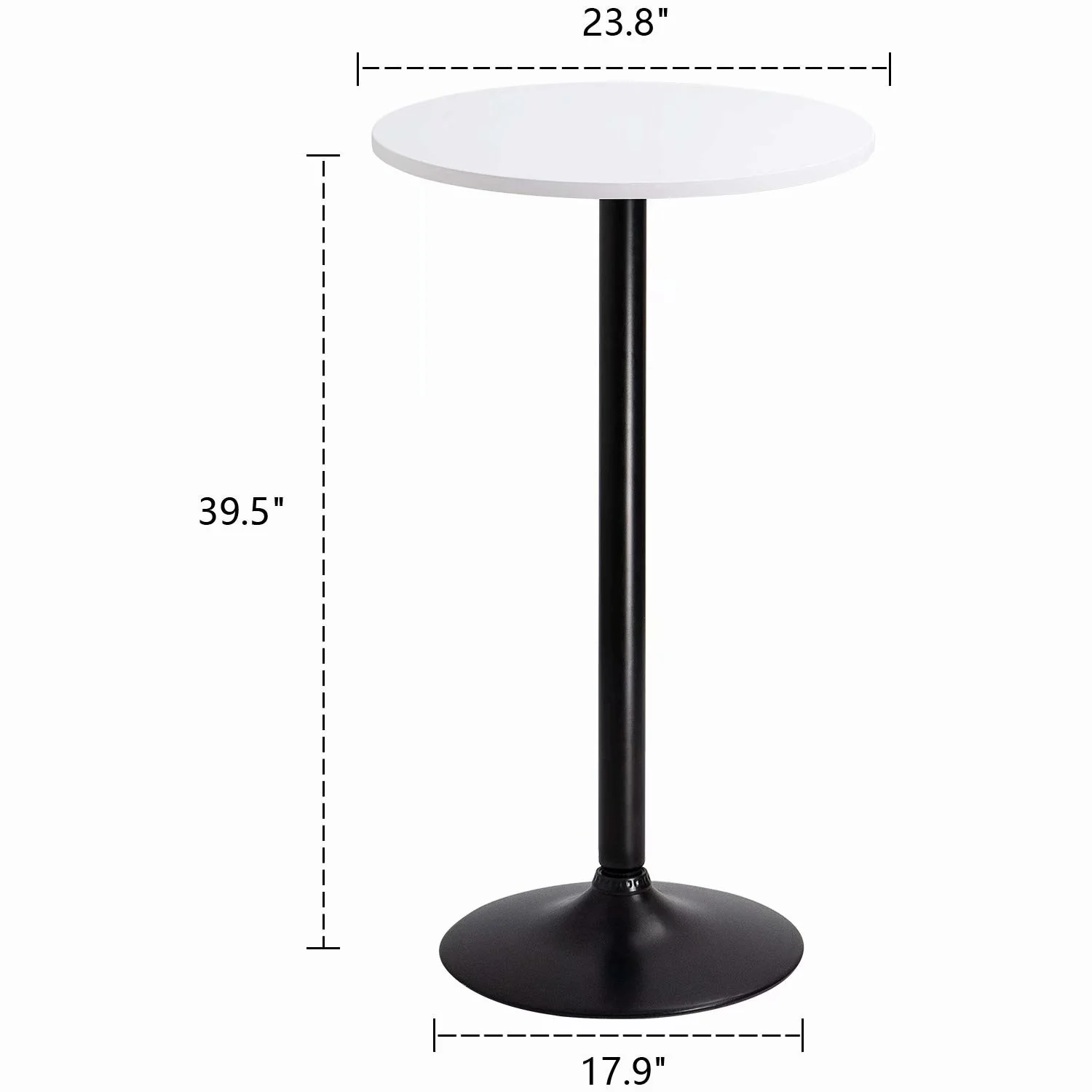 Round Bistro Pub Table, Bar Height Cocktail Table with Metal Base and MDF Top, 23.8 Inch - Image 8