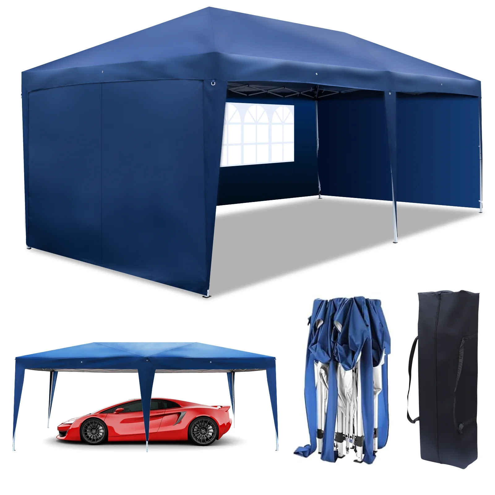 UBesGoo Ez Pop Up Patio Canopy Tent Gazebo Outdoor Party with 6 Sidewalls 10 x 20 ft Blue - Image 22