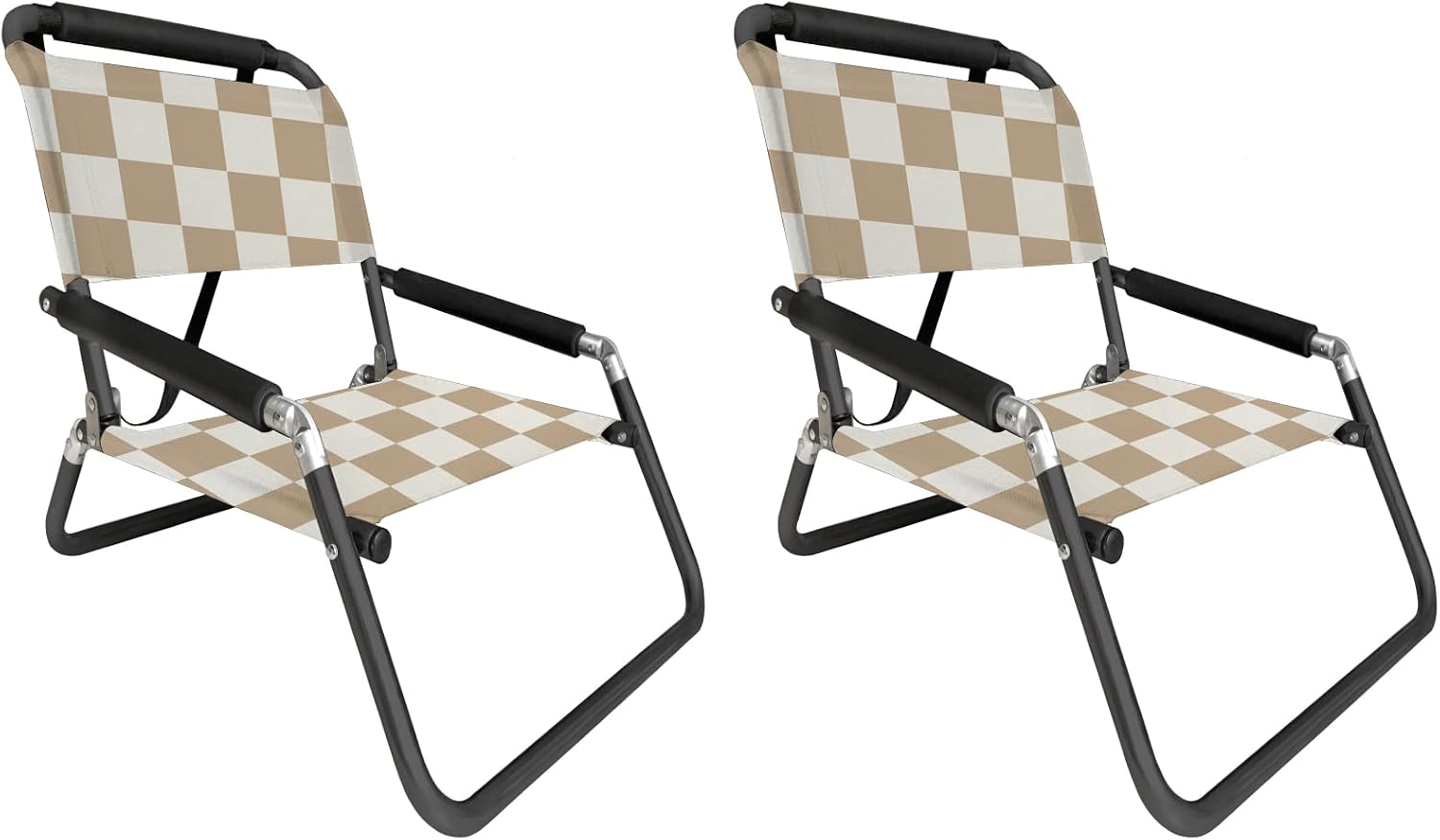 Lightweight Portable Foldable Recliner Beach Chairs, with Slip Pockets and Shoulder Strap, 2 Pack, Black, XL - Image 9