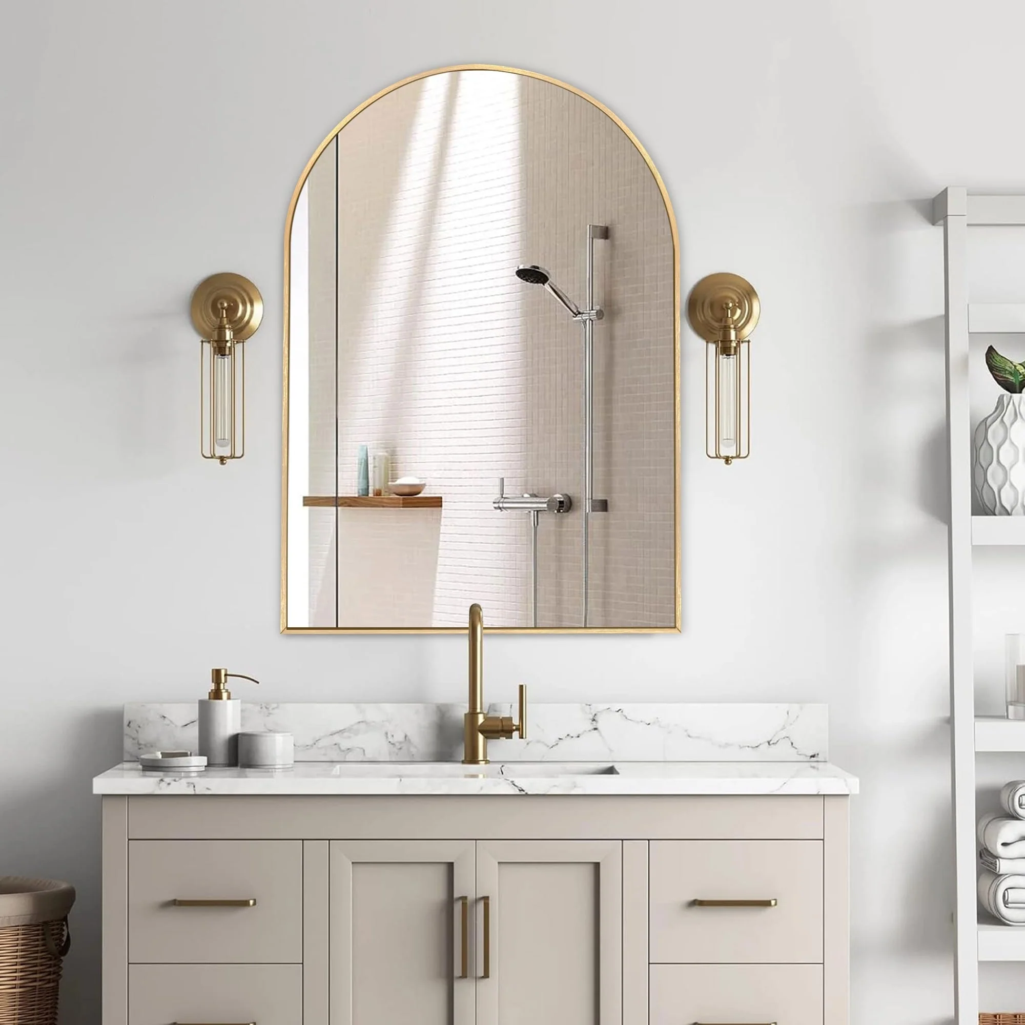 Modern Arch Aluminum Bathroom Wall Mirror, Wall Mounted Vanity Mirror for Bathroom, Bedroom and Home Decor - Image 29