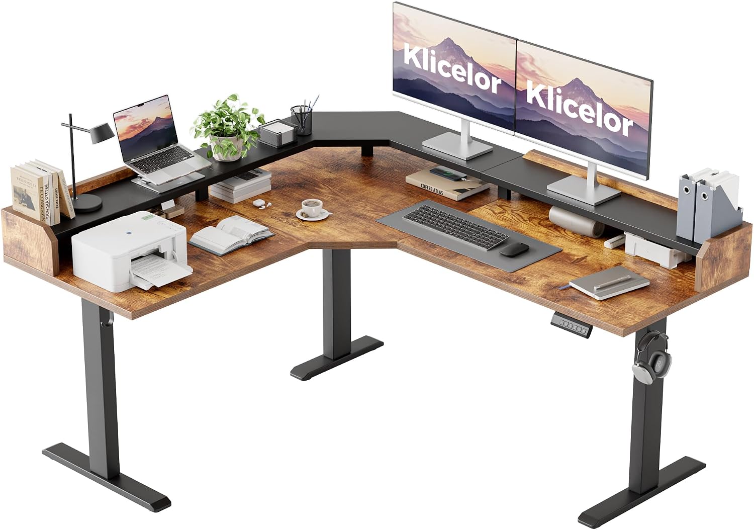 L Shaped Standing Desk 63 x 48 Inch, Electric Height Adjustable Corner Desk for Home Office Workstation, Ergonomic Sit to Stand Computer Table with Memory Controller, Rustic Brown - Image 33