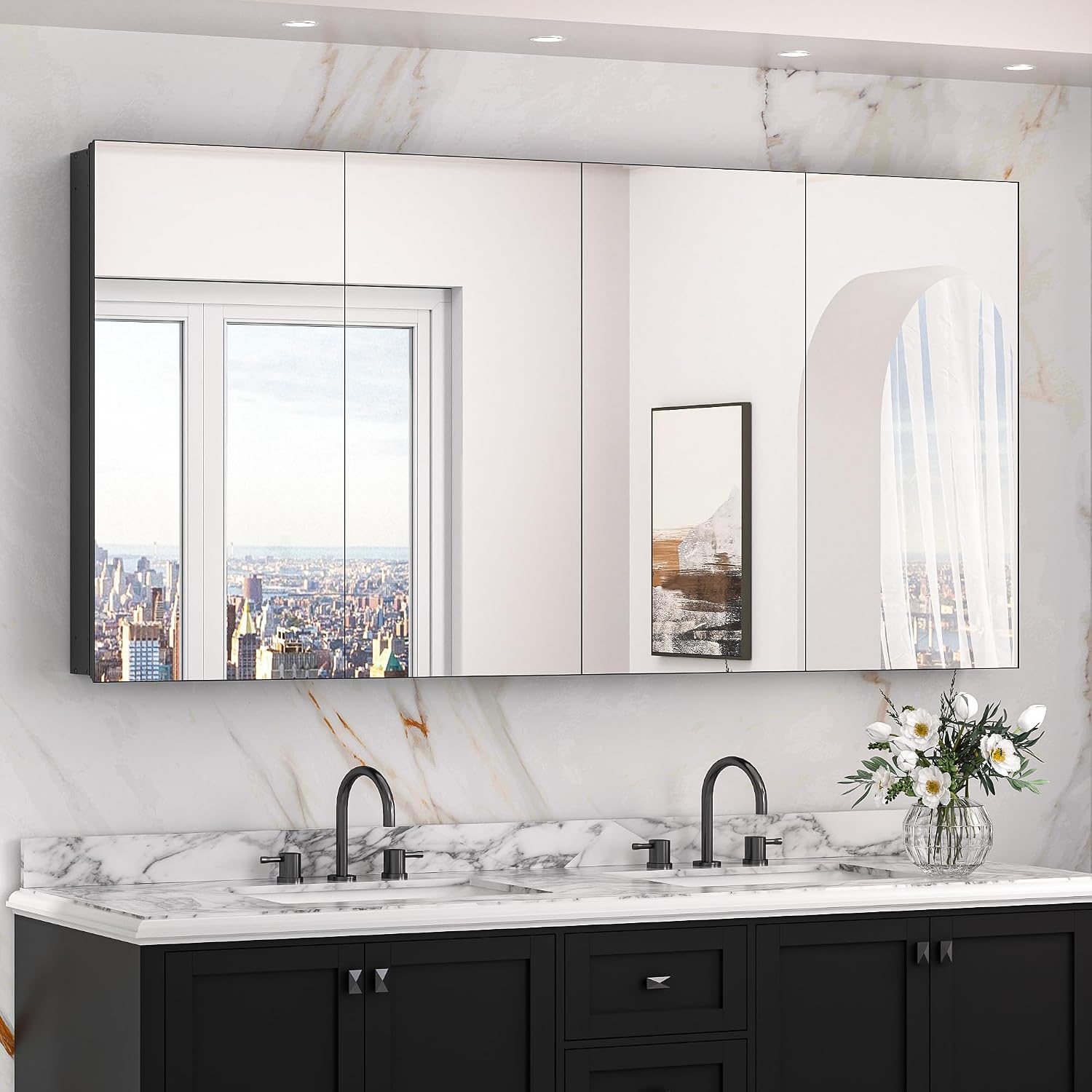 Black Medicine Cabinet with Mirror 20" x 26", Lightweight Aluminum - Image 29
