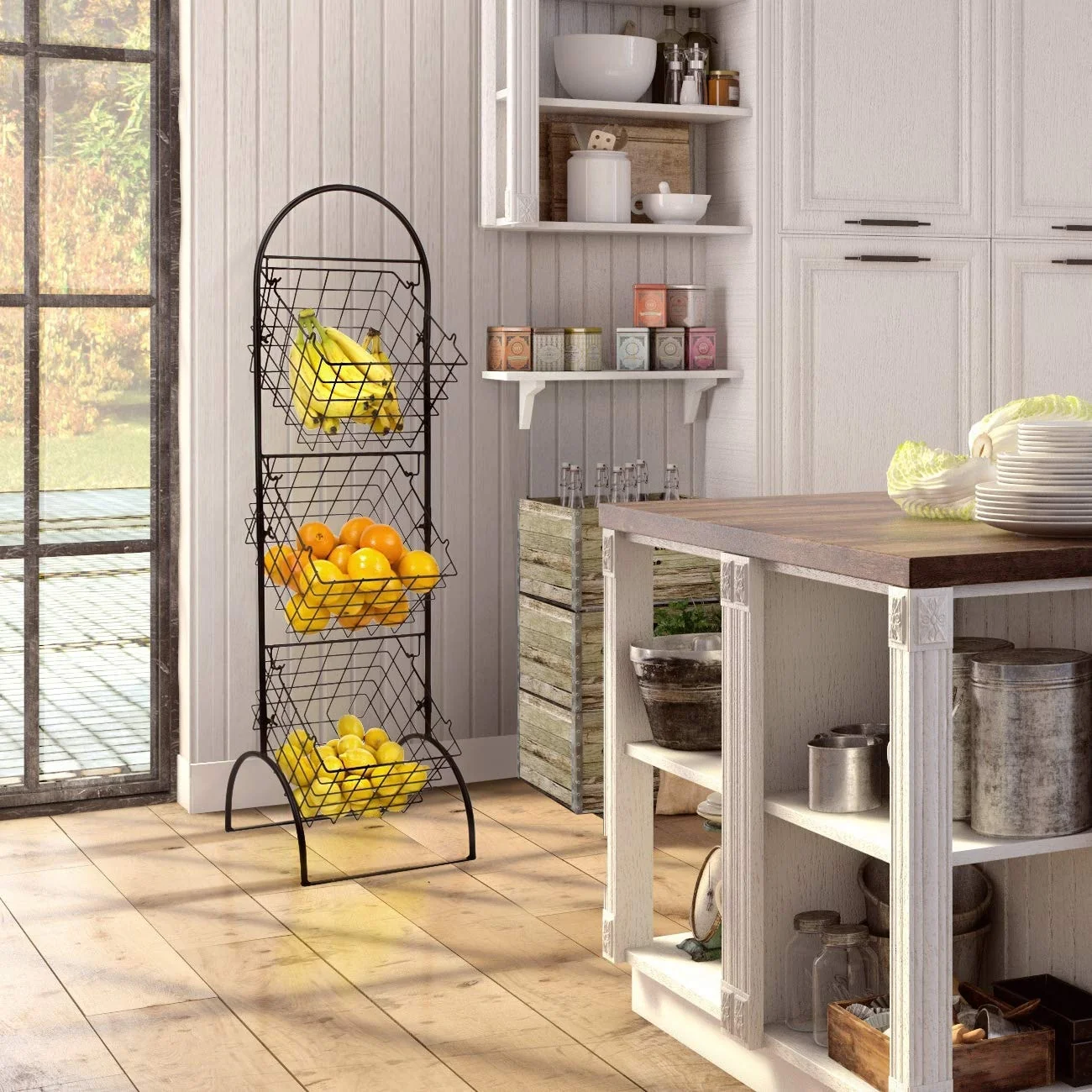 3 Tier Wall Mounted Storage Rack, Multi-Level Floating Shelf Organizer for Kitchen, Bathroom, Bedroom and Home Storage - Image 2
