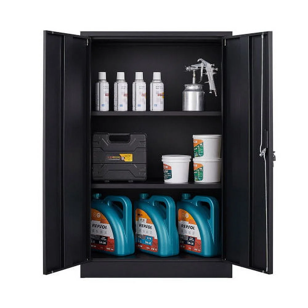 Metal Storage Cabinet with Door and Adjustable Shelves, Tall Steel Locker with Lockable Doors & Top Cabinet - Garage Storage Cabinet for Office, Garage, Home, Easy Assemble Required, White - Image 9