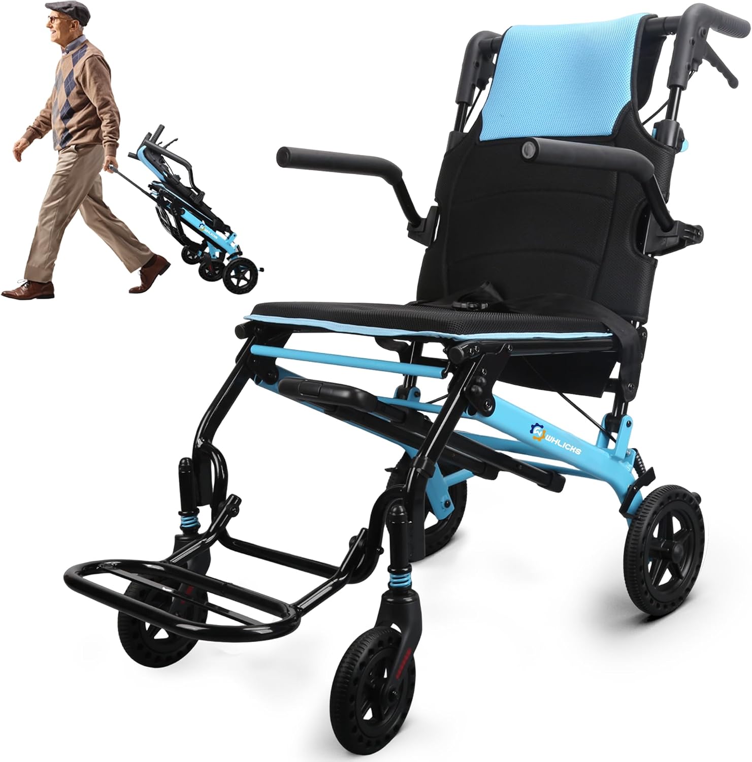 Wheelchairs for Adults Transport Chair Lightweight Foldable with Telescopic Handle,17" Width Compact Portable Folding Travel Wheel Chairs for Seniors - Image 6