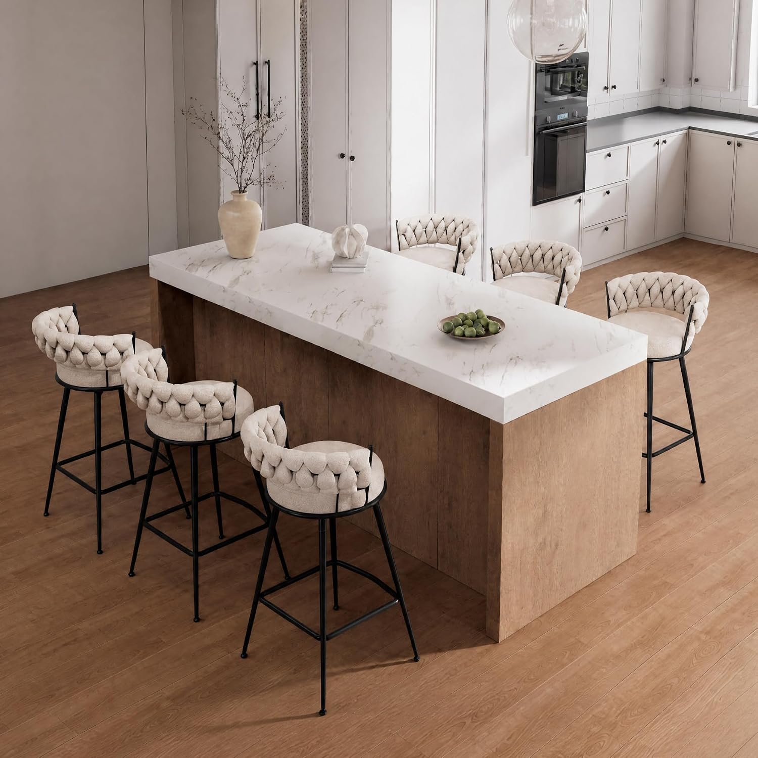 Bar Stools Set of 2 Upholstered Kitchen Counter Height Barstool Grey - Image 12