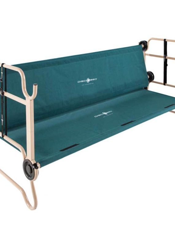 Large Benchable Double Cot with Storage Organizers, Green - Image 8