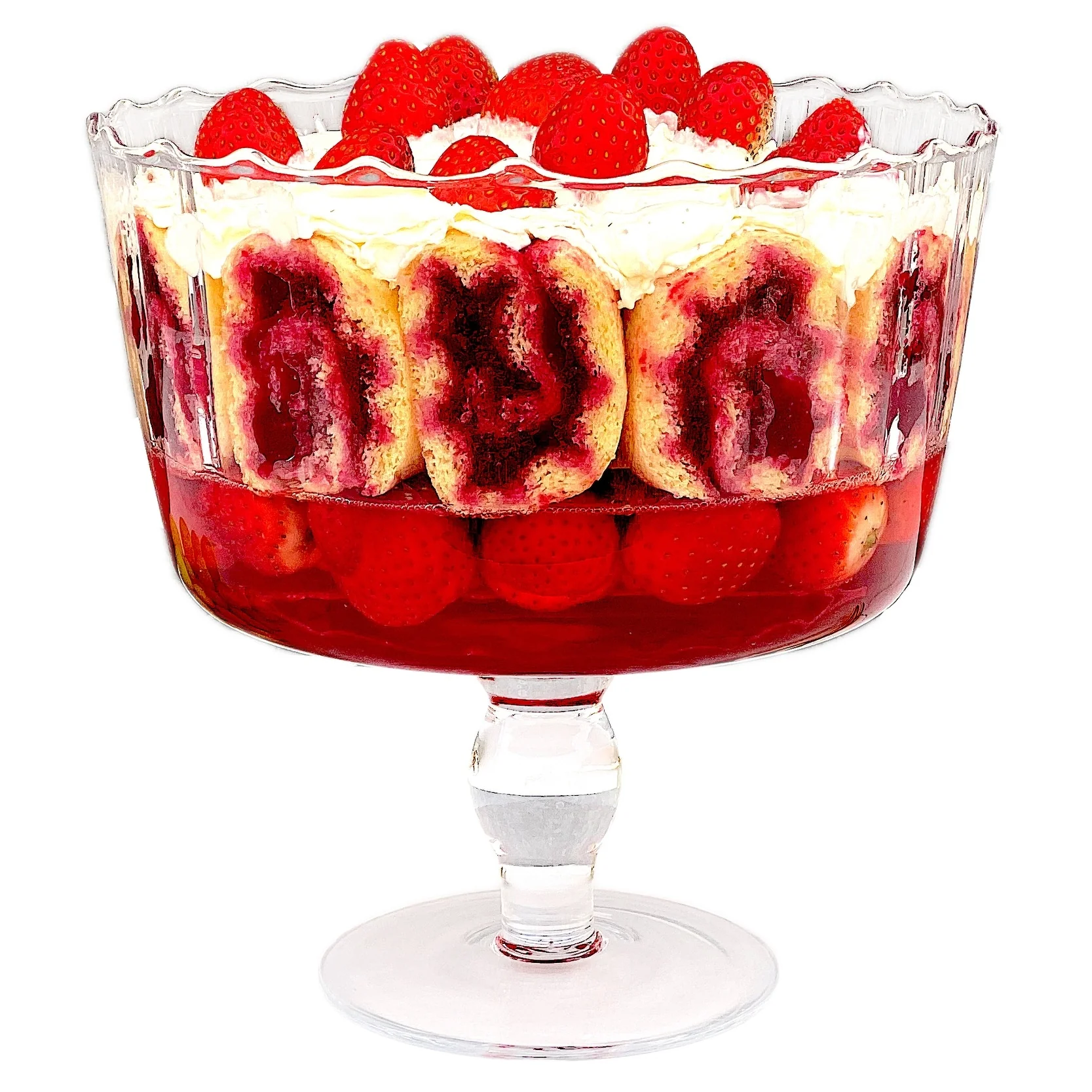 Large Glass Trifle Bowl with Scalloped Design, 168 Oz. Dessert Serving Bowl - Image 3