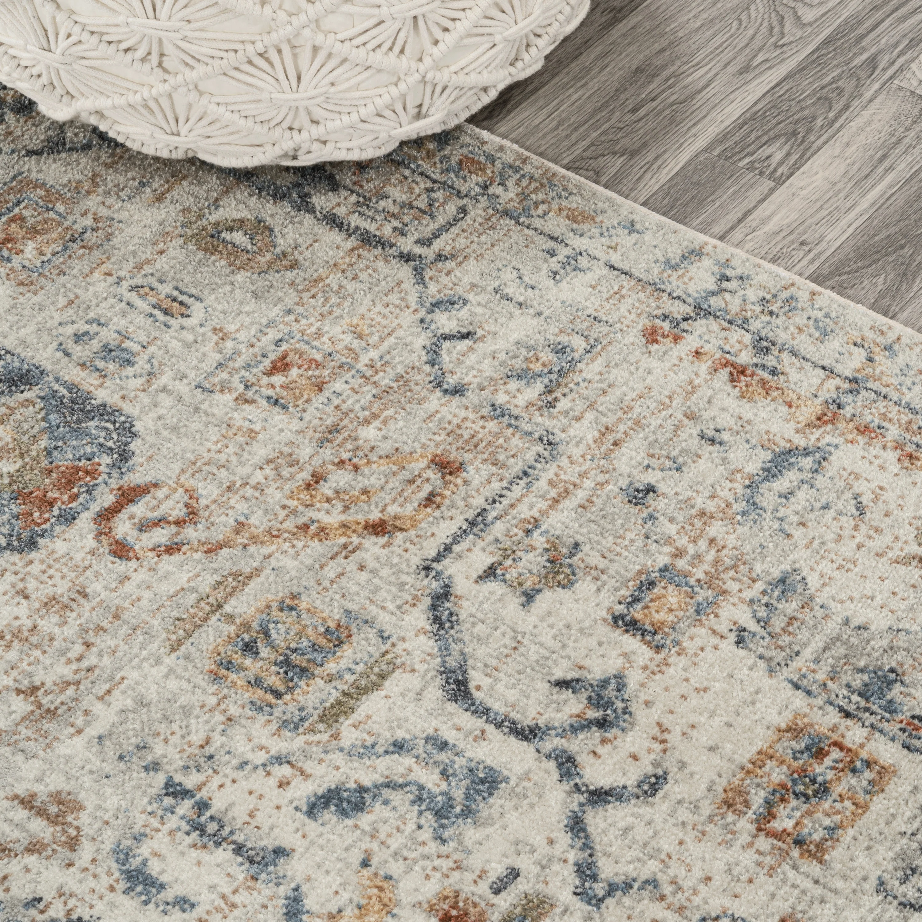 Bohemian Medallion Low-Pile Machine-Washable Area Rug, Cream and Terra - Image 59